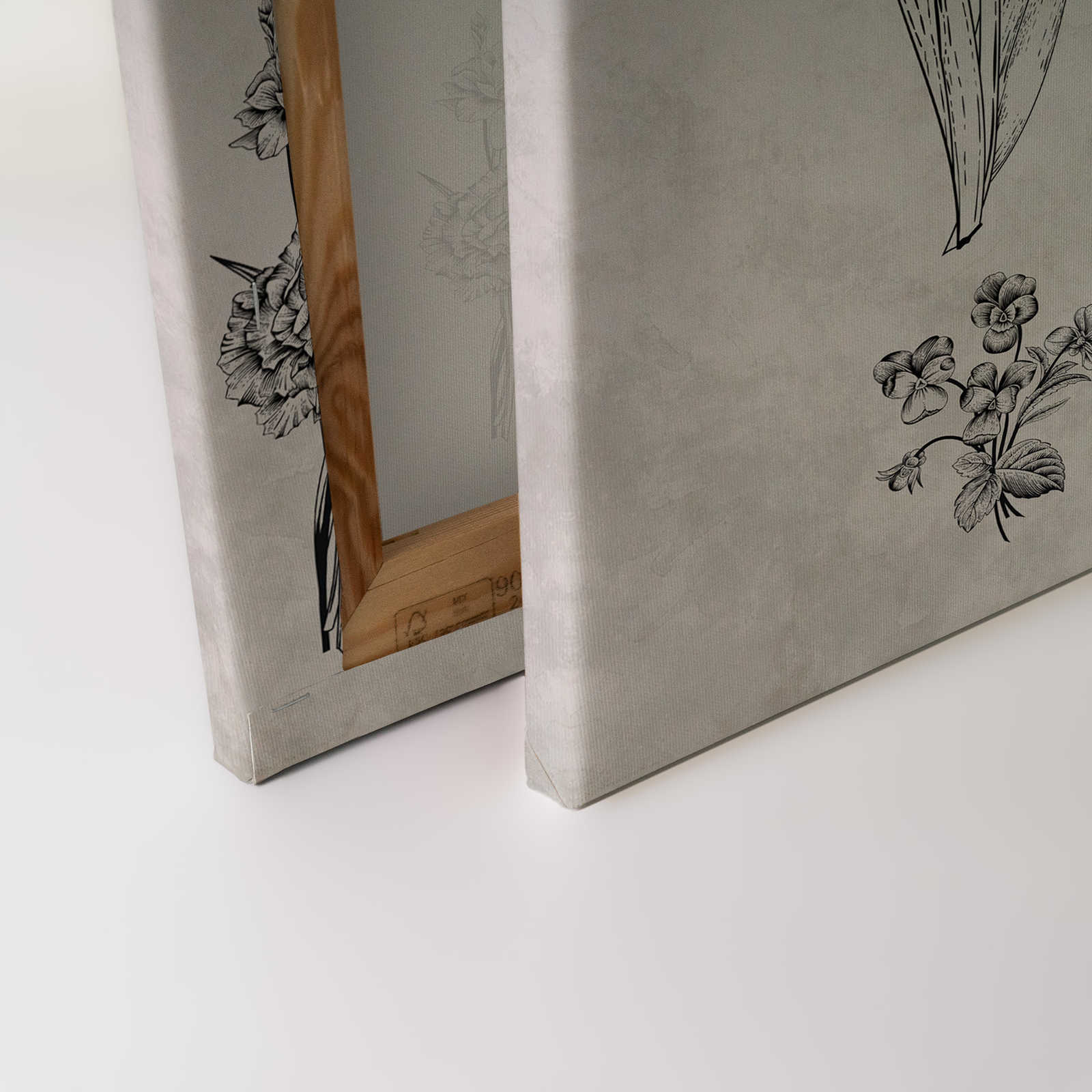             Leinwandbild Blumen im Zeichenstil – 0,90 m x 0,60 m
        