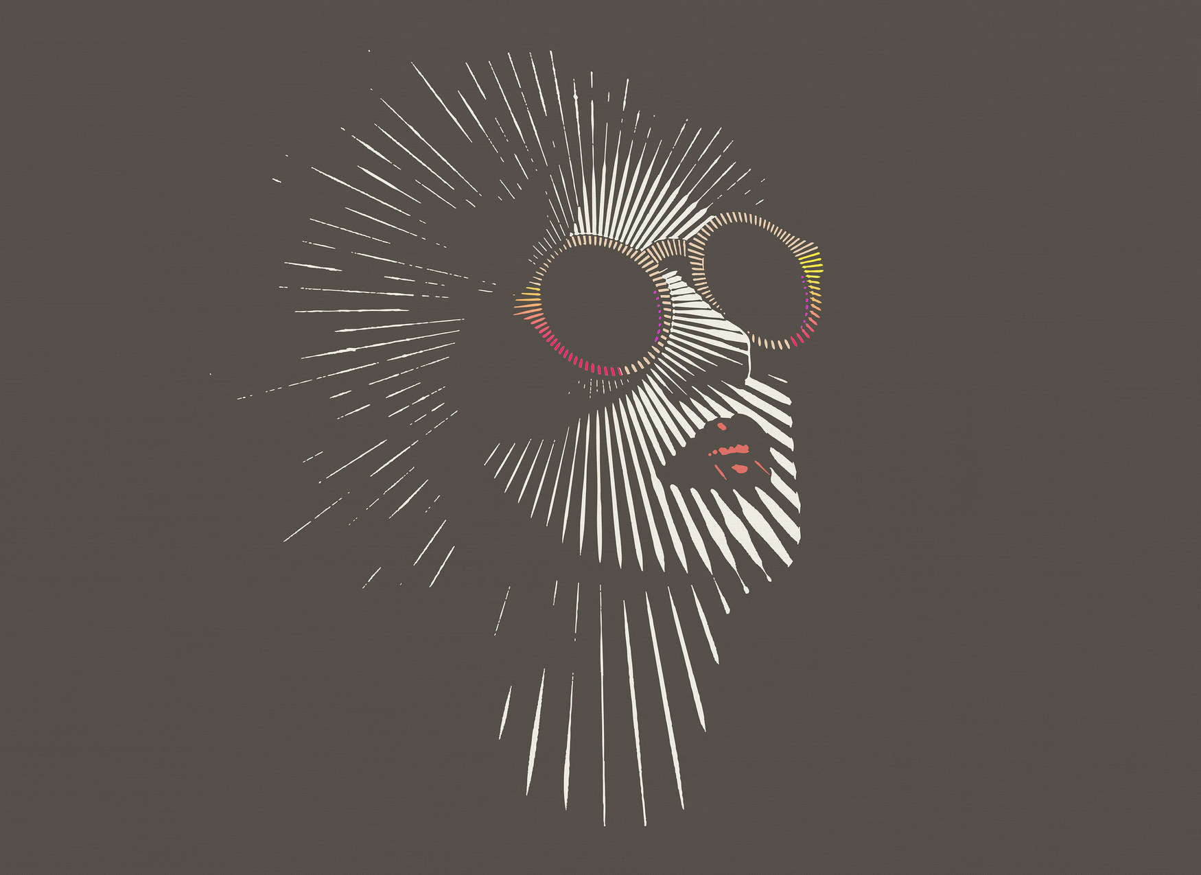             Fototapete Frau mit Sonnenbrille aus Strichmuster – Grau, Bunt
        