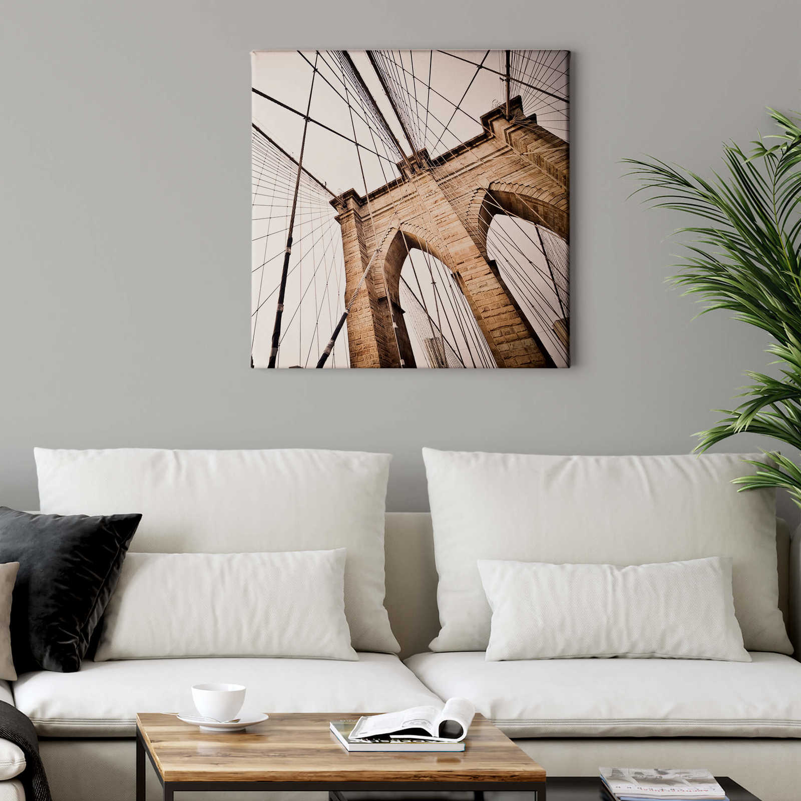             Vierkant Canvas Schilderij Brooklyn Bridge - 0,50 m x 0,50 m
        