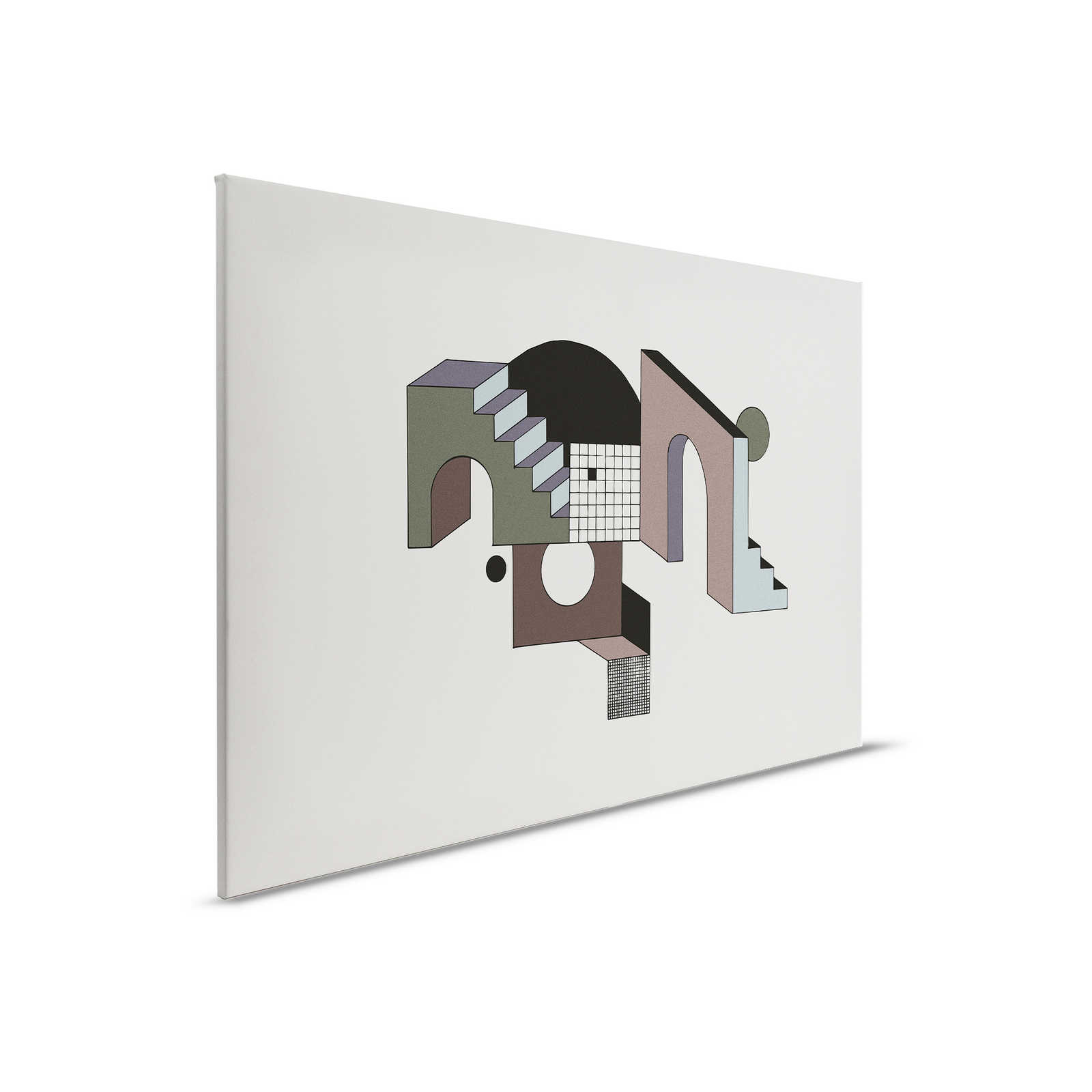         Freetown 1 - Graues Leinwandbild abstrakte Konstruktion Architektur – 0,90 m x 0,60 m
    