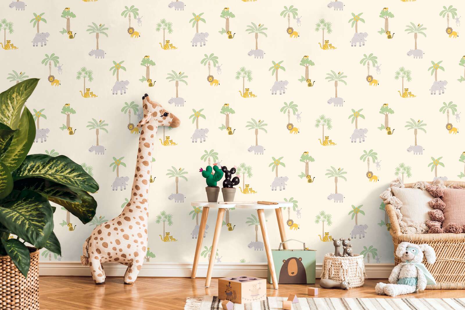 Kinderzimmer, Tapeten, Dschungel motif, Giraffe, Palmen