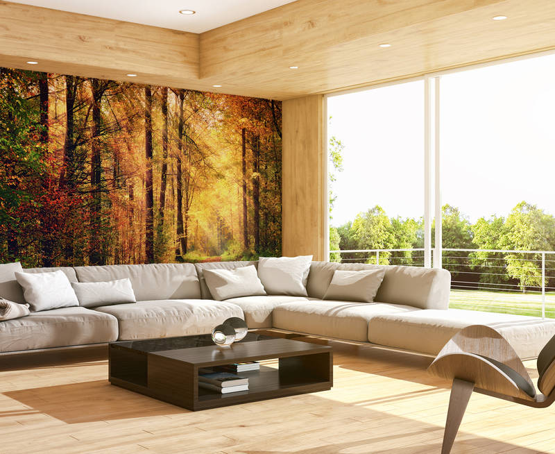 wohnzimmer, couch, sofa, wohnraum, wandtattoo forest