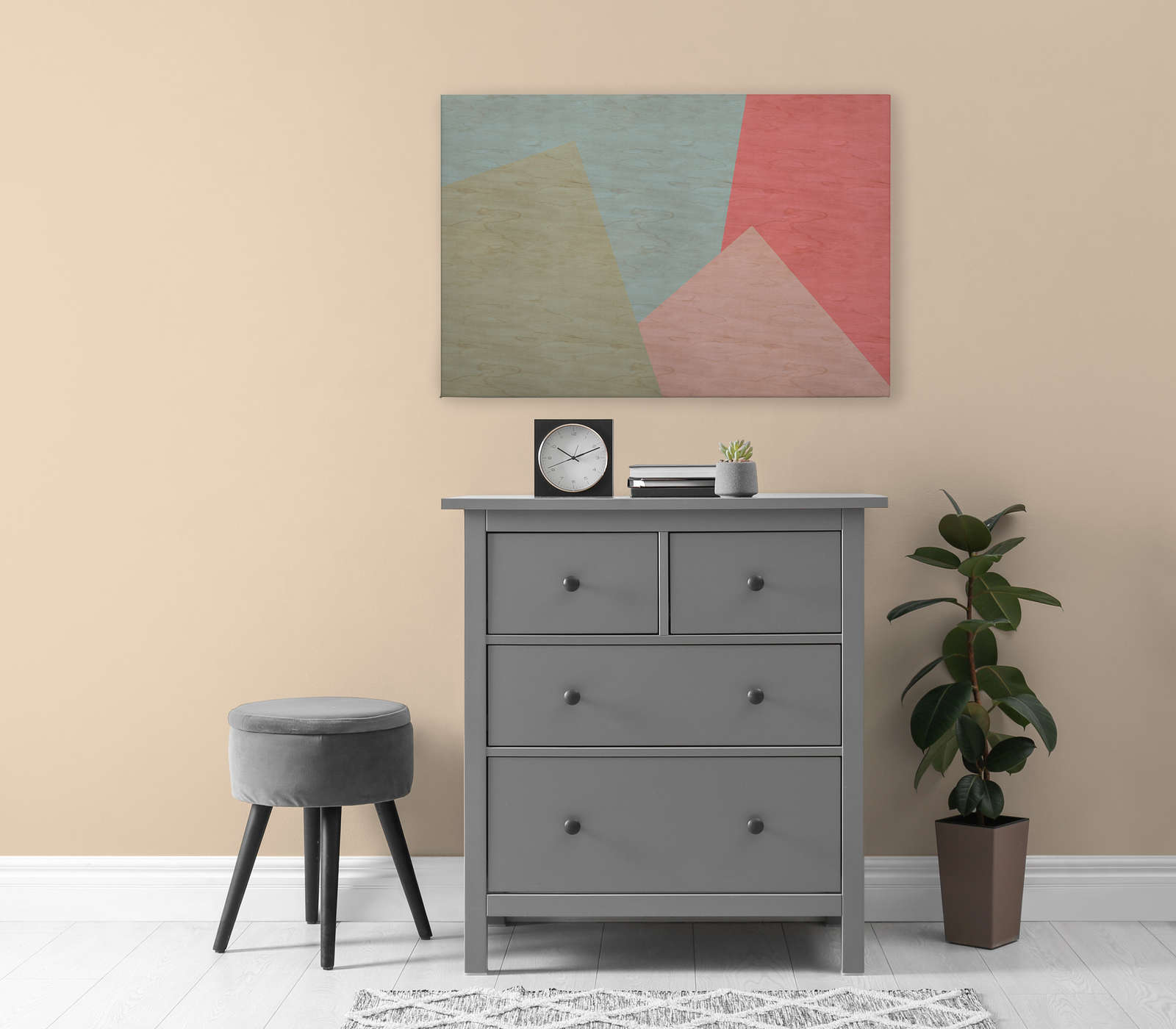             Inaly 2 - Abstraktes, buntes Leinwandbild in Sperrholz Struktur – 0,90 m x 0,60 m
        