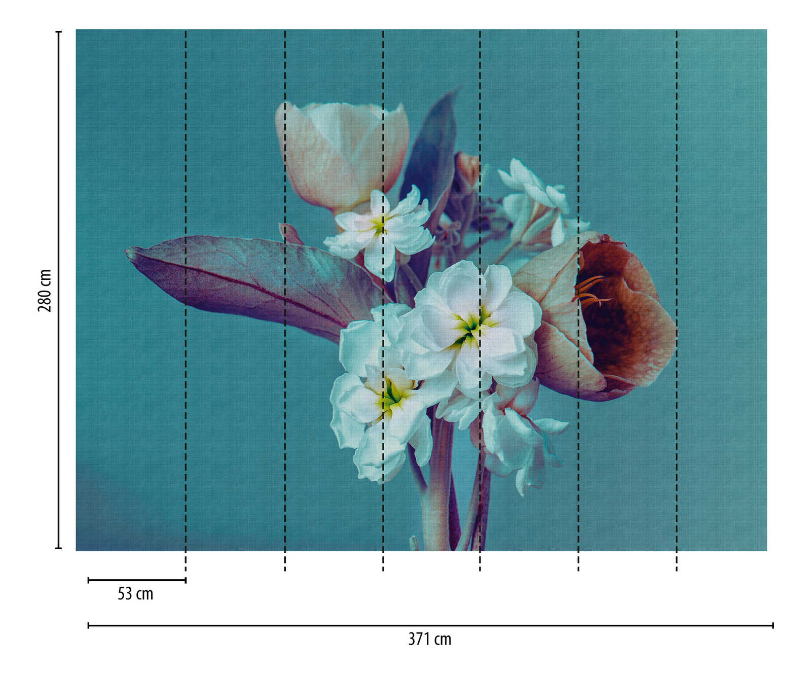             Tapeten-Neuheit | Blumen Motivtapete XXL Blumen, Türkis
        