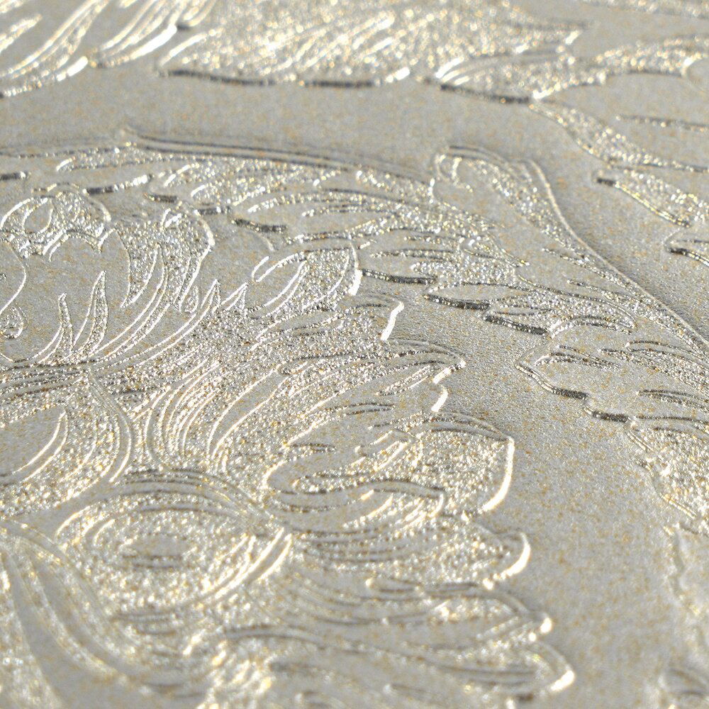             Metallische VERSACE Tapete Schimmereffekte – Silber, Grau
        