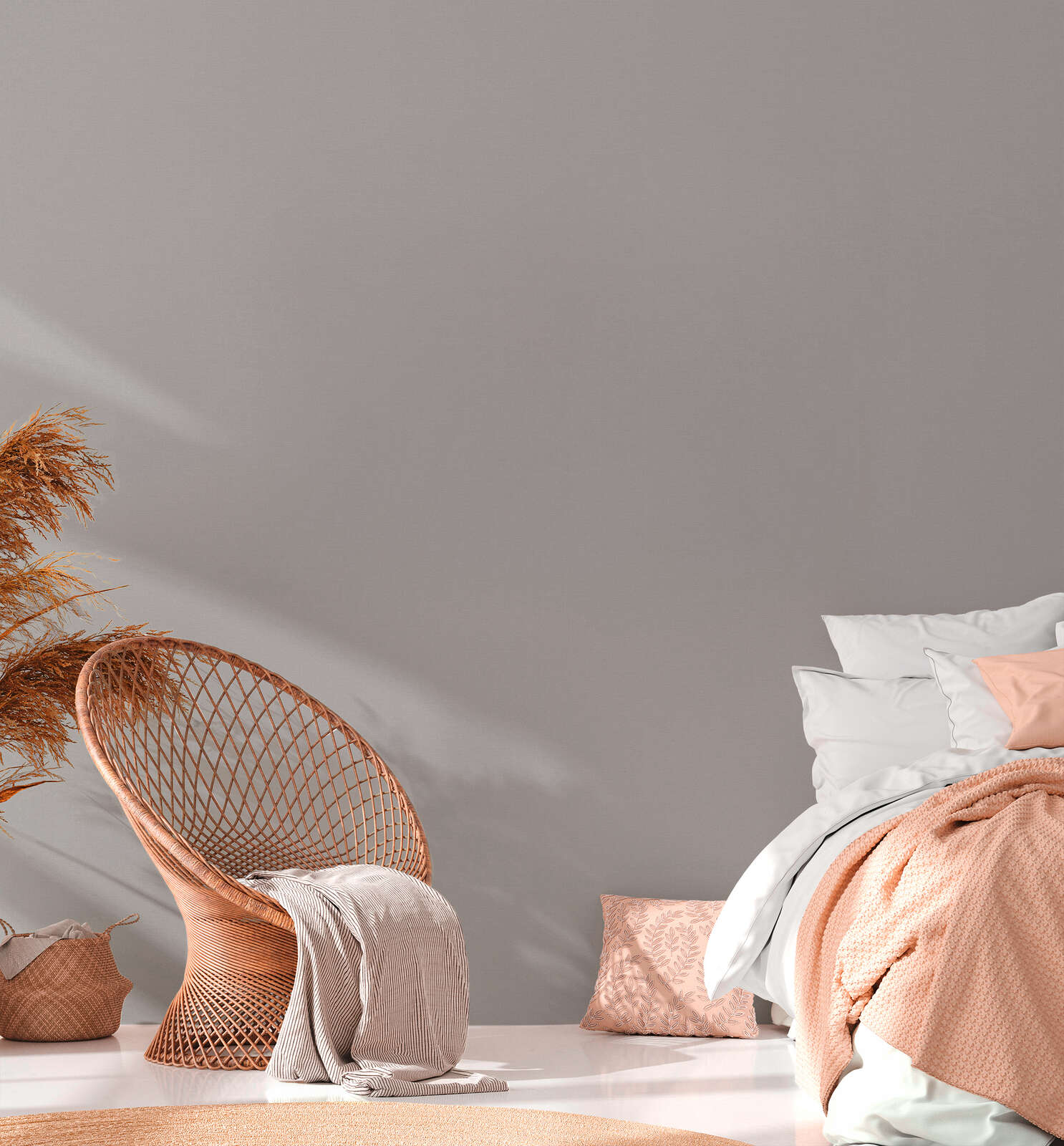 bettzimmer, stuhl, rattan, pfirsich, decken
