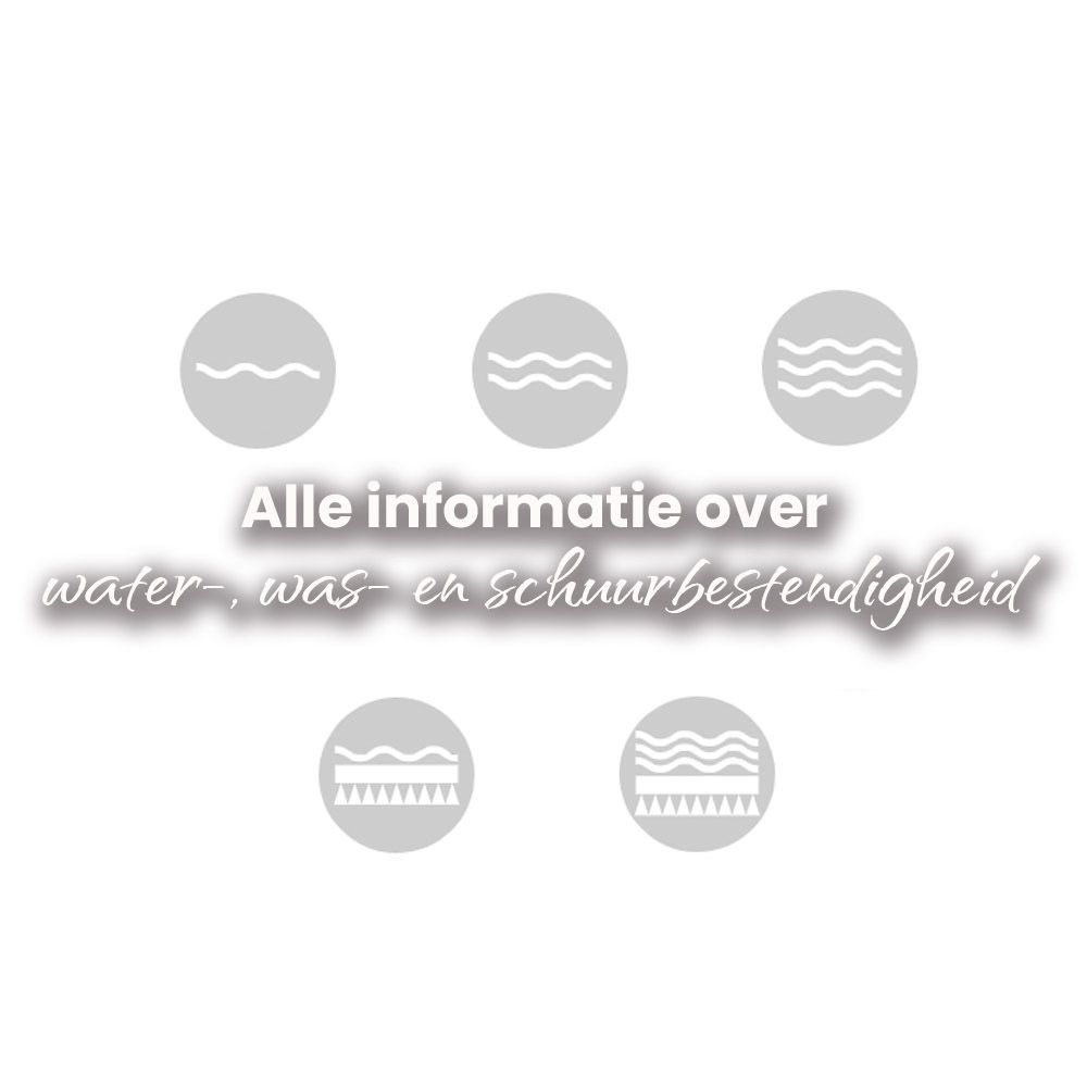 Alle informatie over water-, was- en schuurbestendigheid