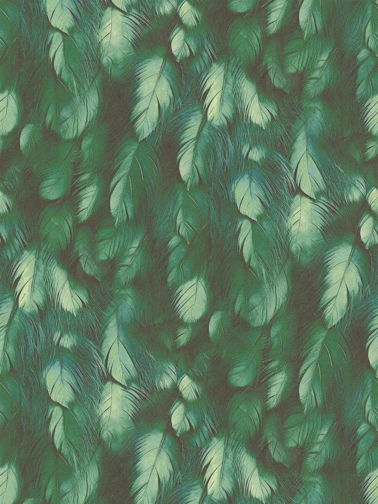         Elégant papier peint intissé 3D plumes design avec surface lisse - vert
    