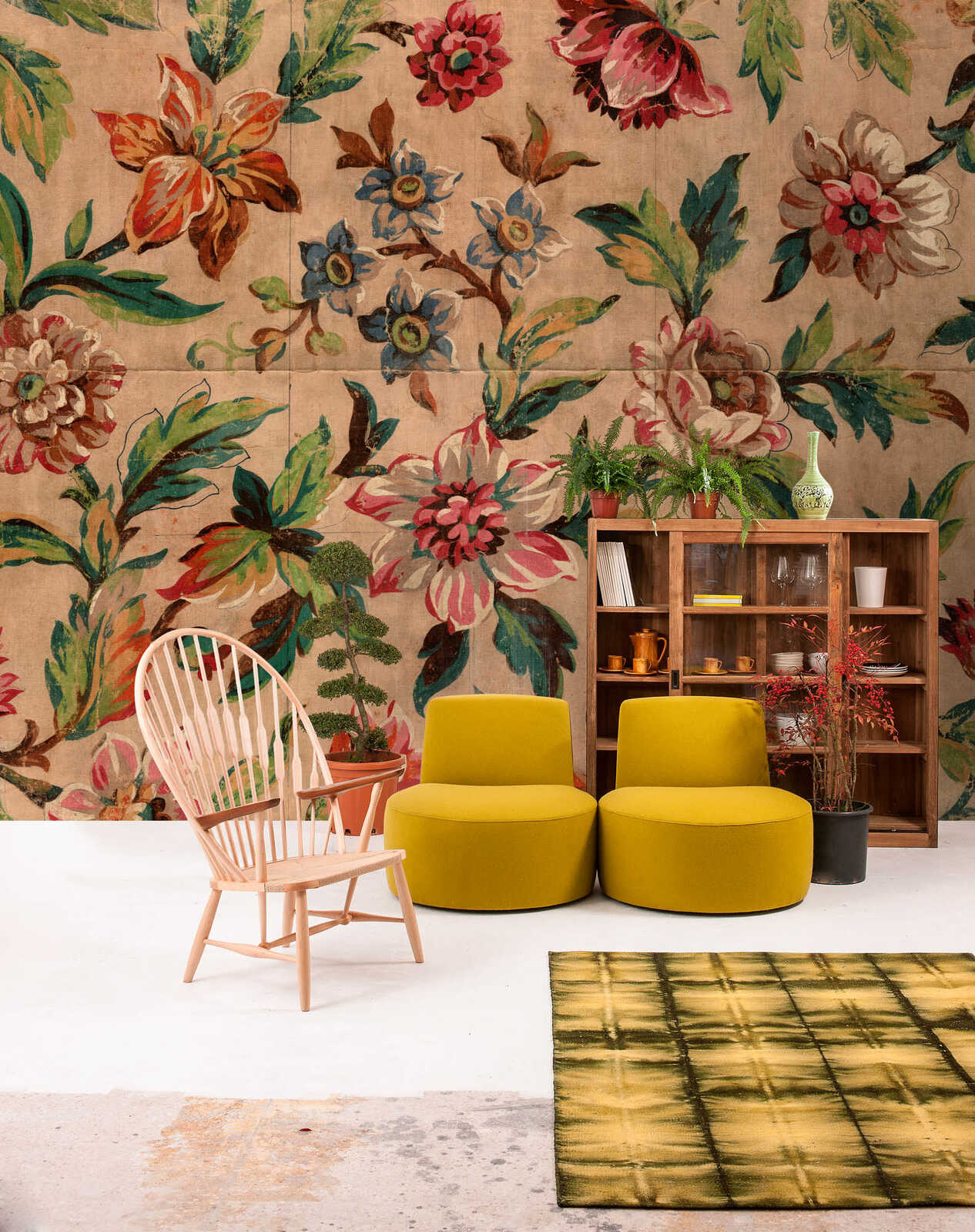 Dekoration für Zuhause, Teppich, Stuhl, Mobiliar, Pflanze