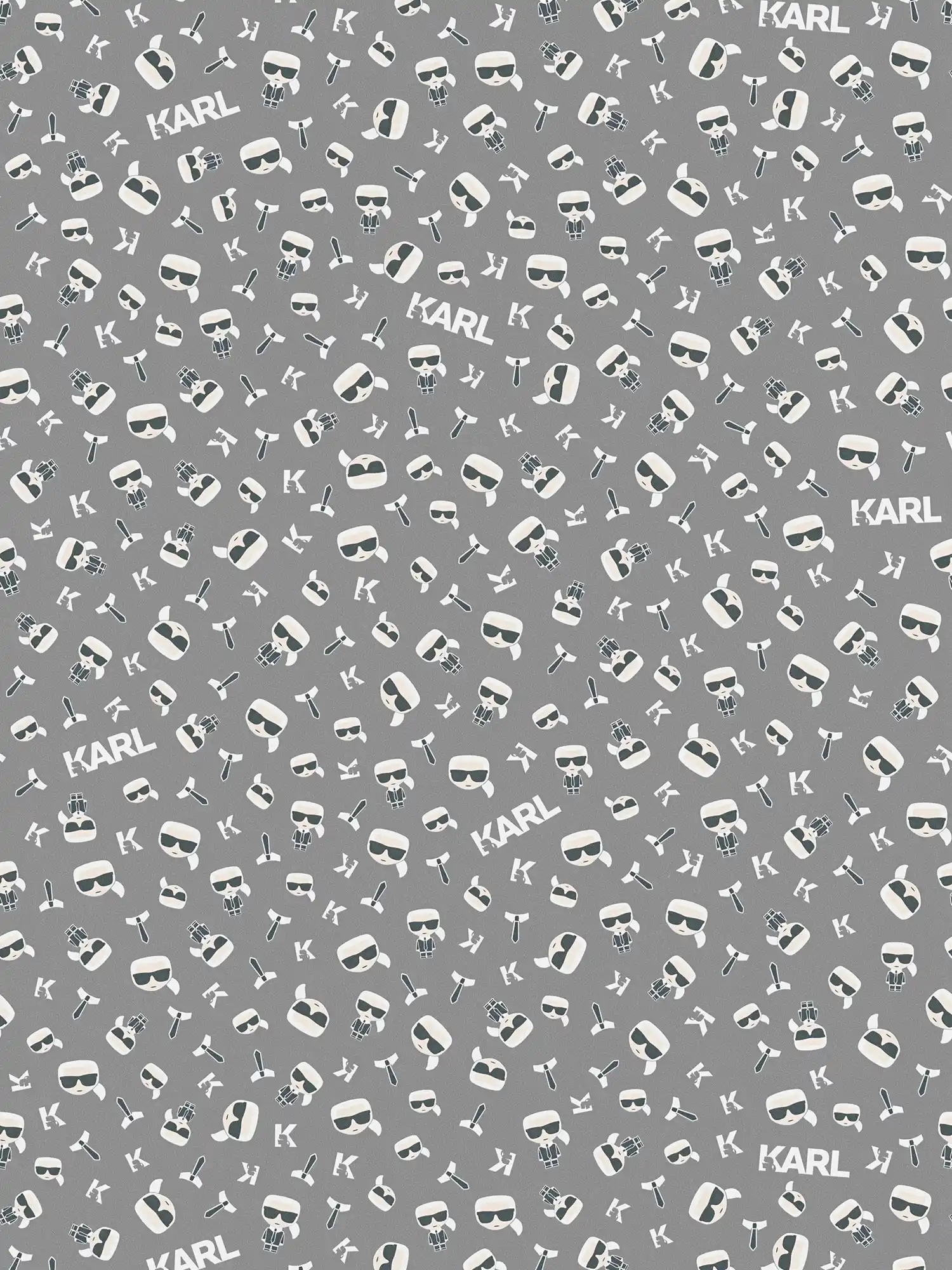 Karl Character Karl LAGERFELD wallpaper iconic grey with metallic effect