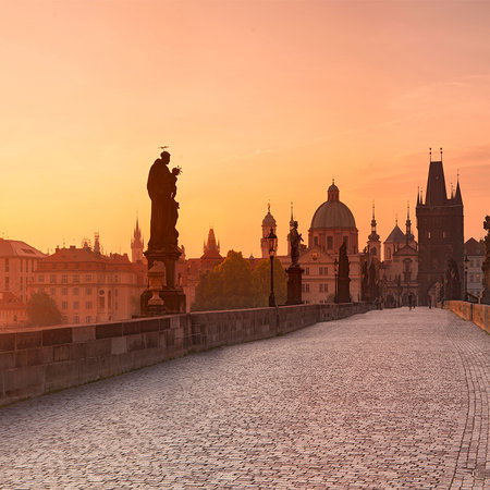 brücke, kulturstadt, silhouette, dome, abendstimmung
