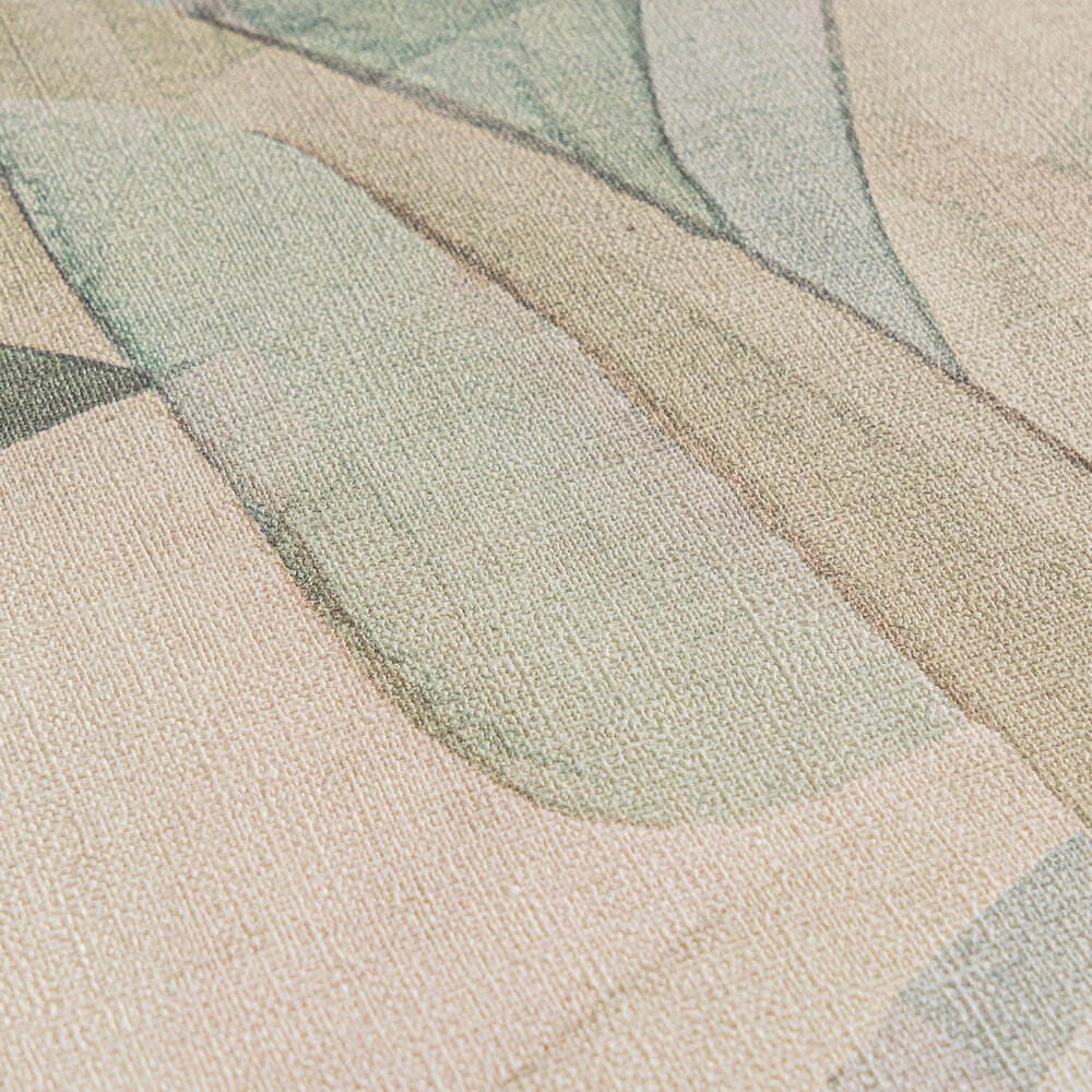             Moderne Vliestapete mit abstraktem Blättermuster, leichte Struktur – Bunt
        