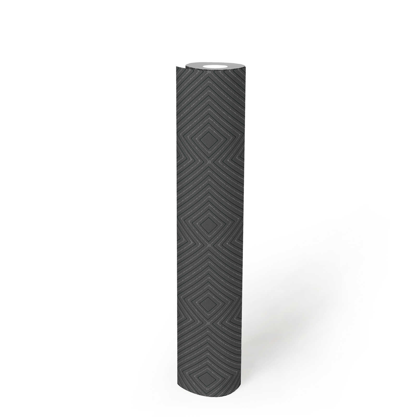             Geometrische Mustertapete mit Metallic-Glitzer – Schwarz
        