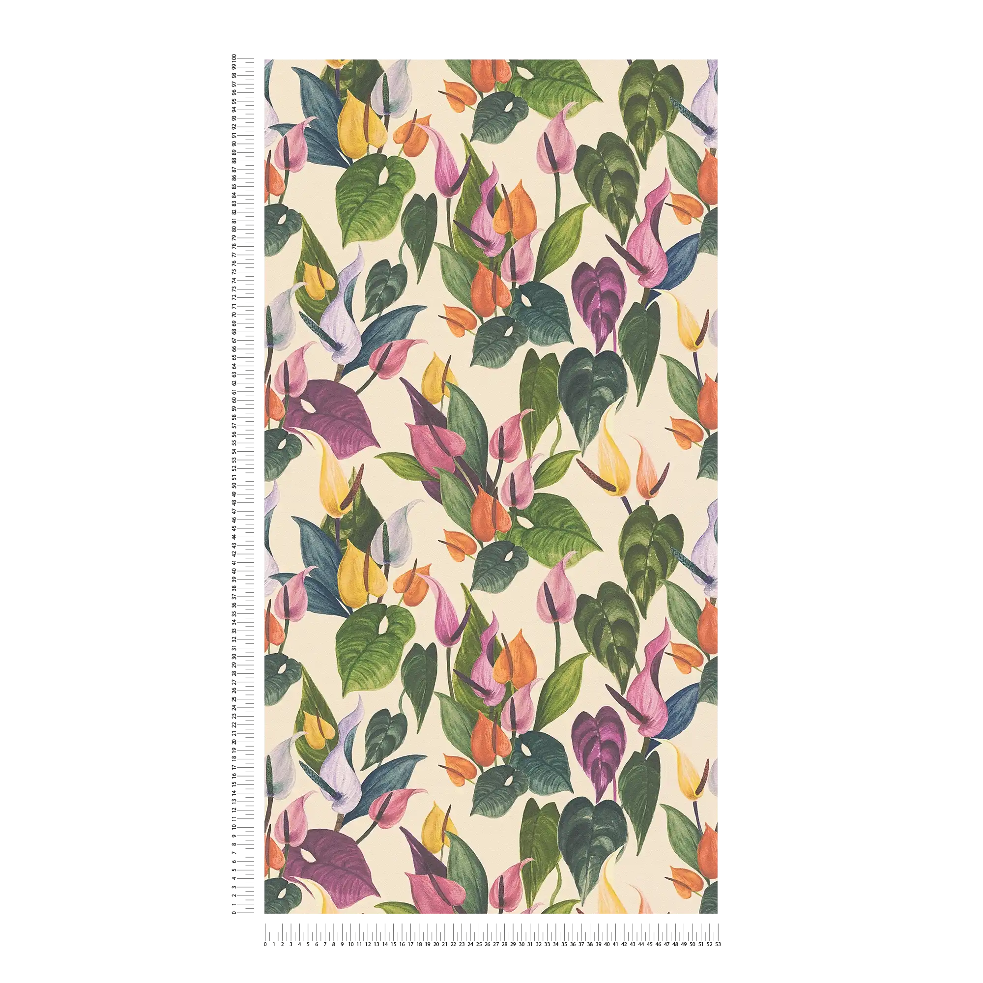             Verspielte, florale Vliestapete mit lebendigem Blumenmotiv und feiner Oberflächenstruktur – Beige, Bunt
        