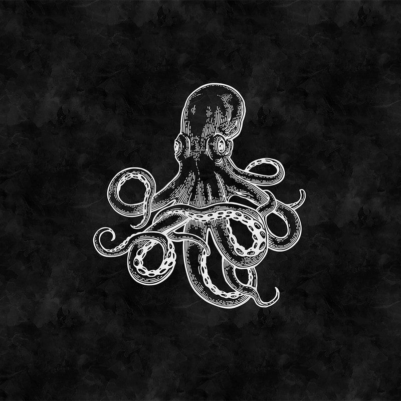         Schwarz-Weiße Fototapete Oktopus & Tafel-Look
    