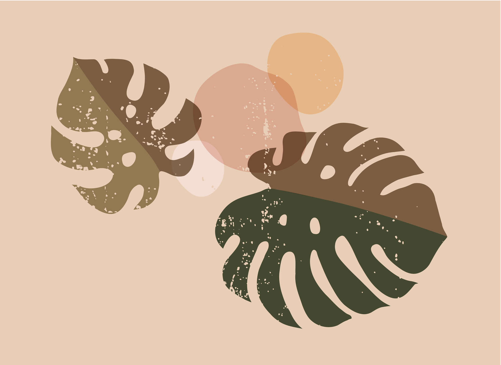  abstrakt, Monstera, Blätter, Pflanzenillustration, Flächenmuster