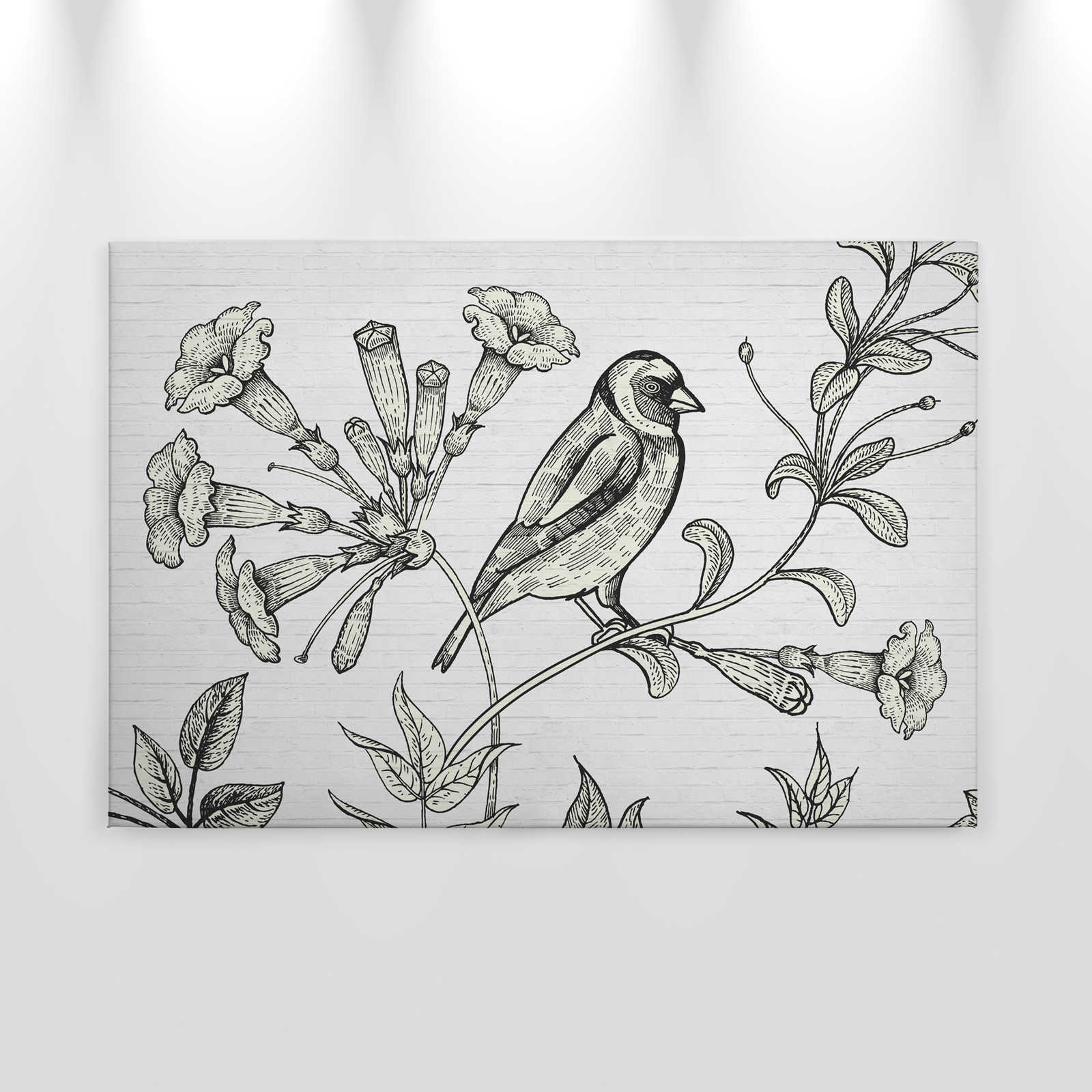             Steinwand Leinwandbild mit Natur Design im Zeichenstil – 0,90 m x 0,60 m
        