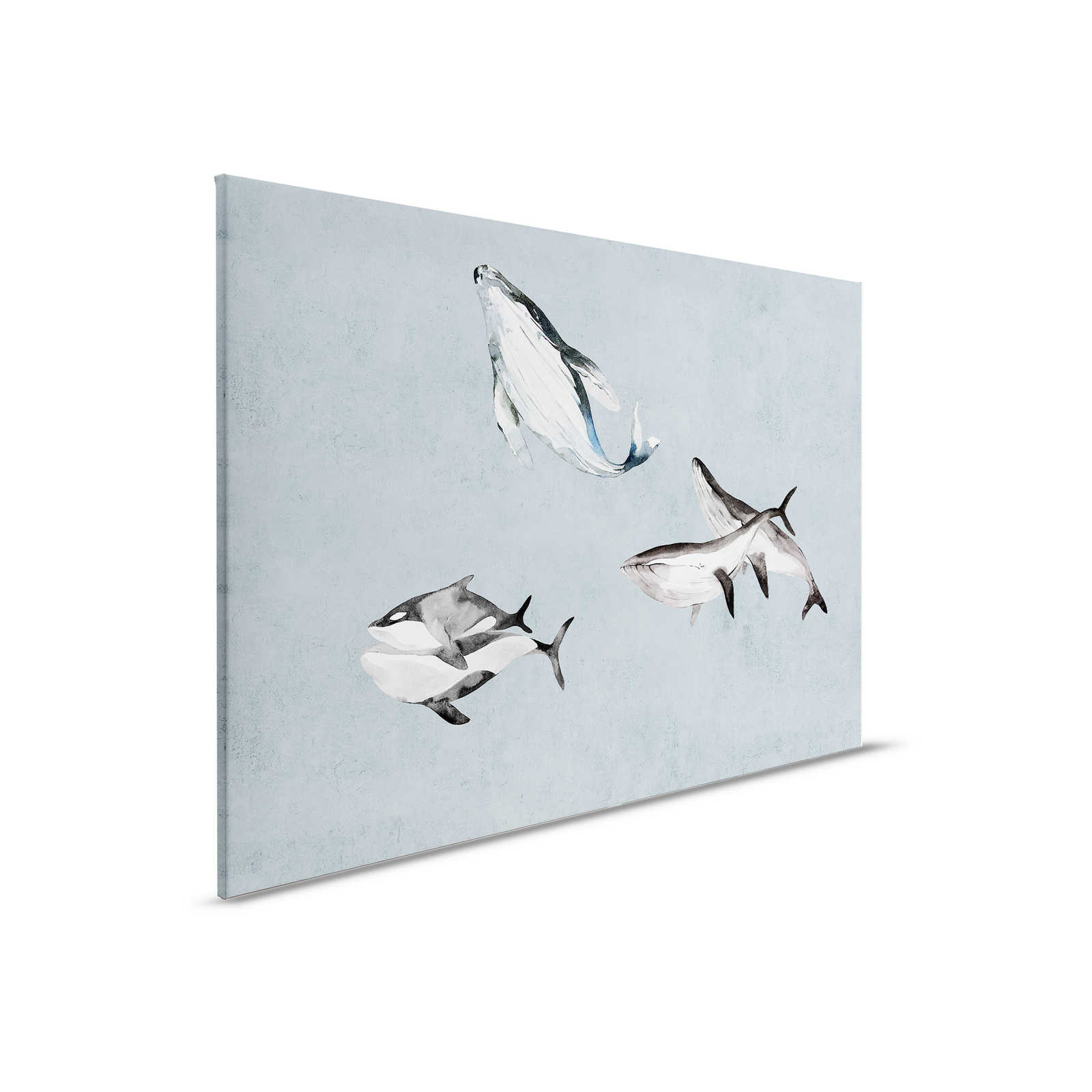         Oceans Five 2 - Leinwandbild Wale Unterwasser Aquarell – 0,90 m x 0,60 m
    