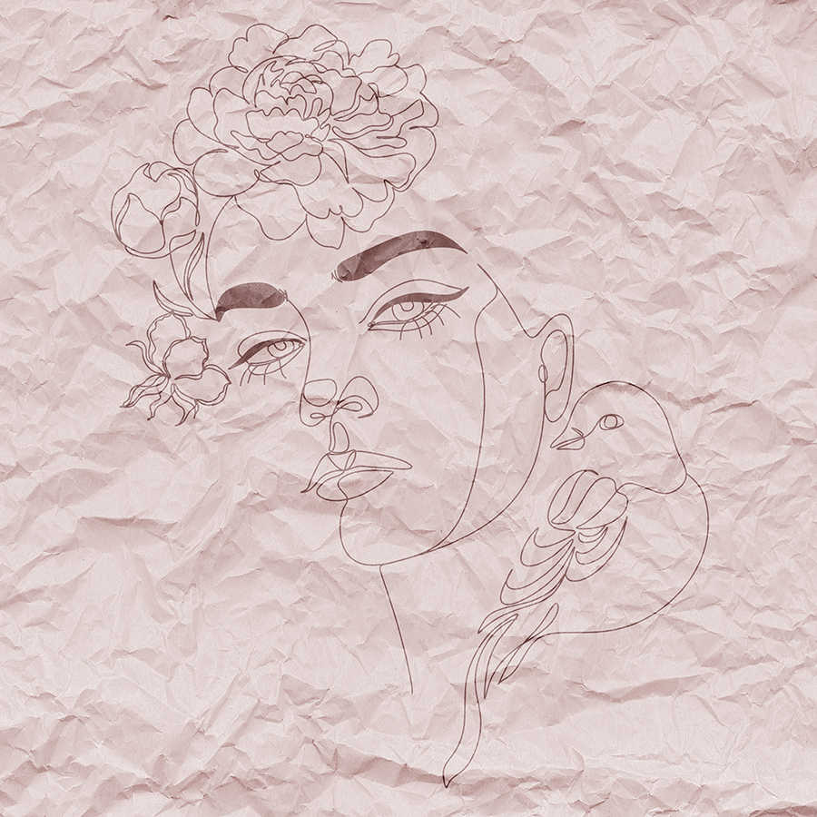         Fototapete Frau Line Art & Papieroptik – Rosa
    