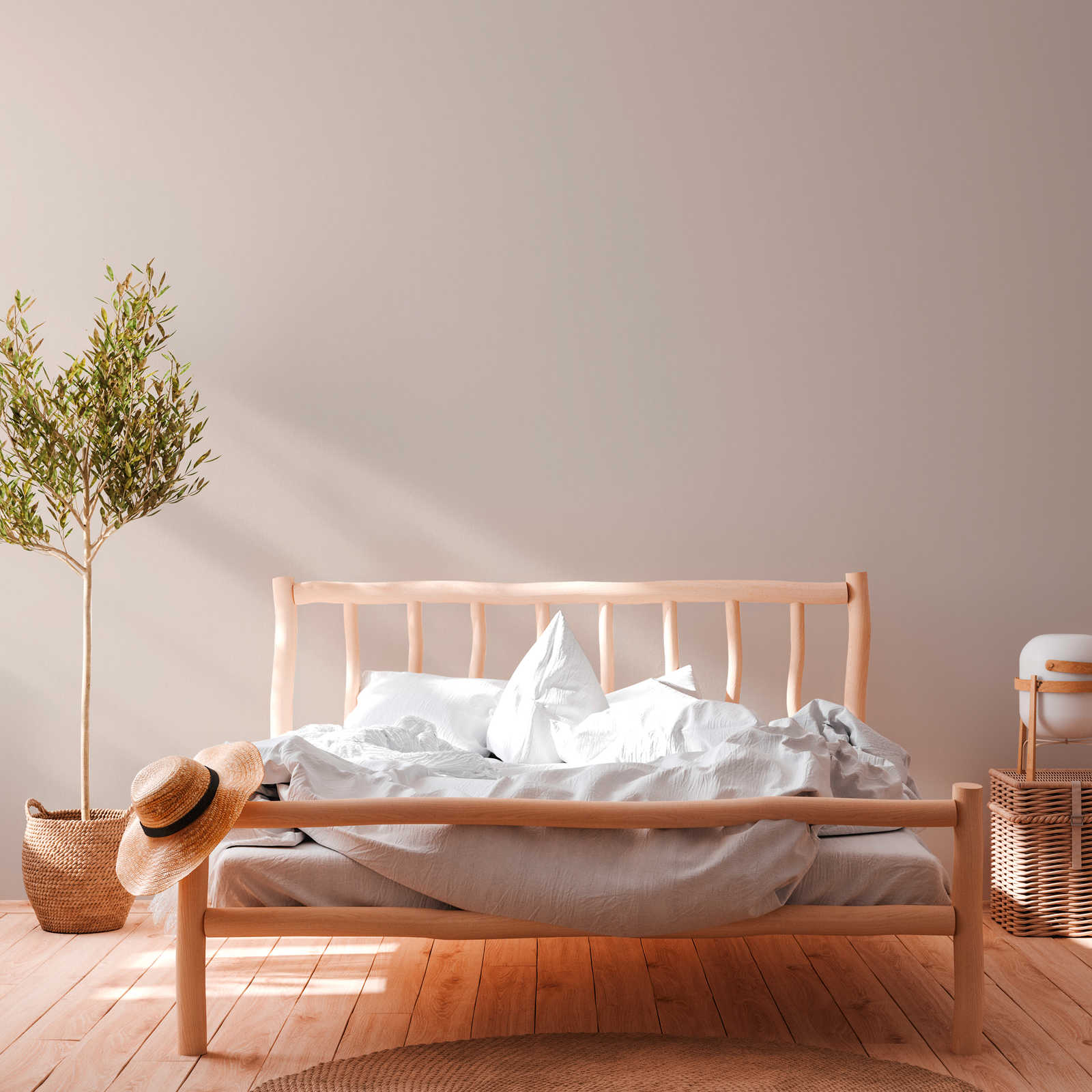             Vliestapete Hellbeige einfarbig mit Textilstruktur – Beige, Creme
        
