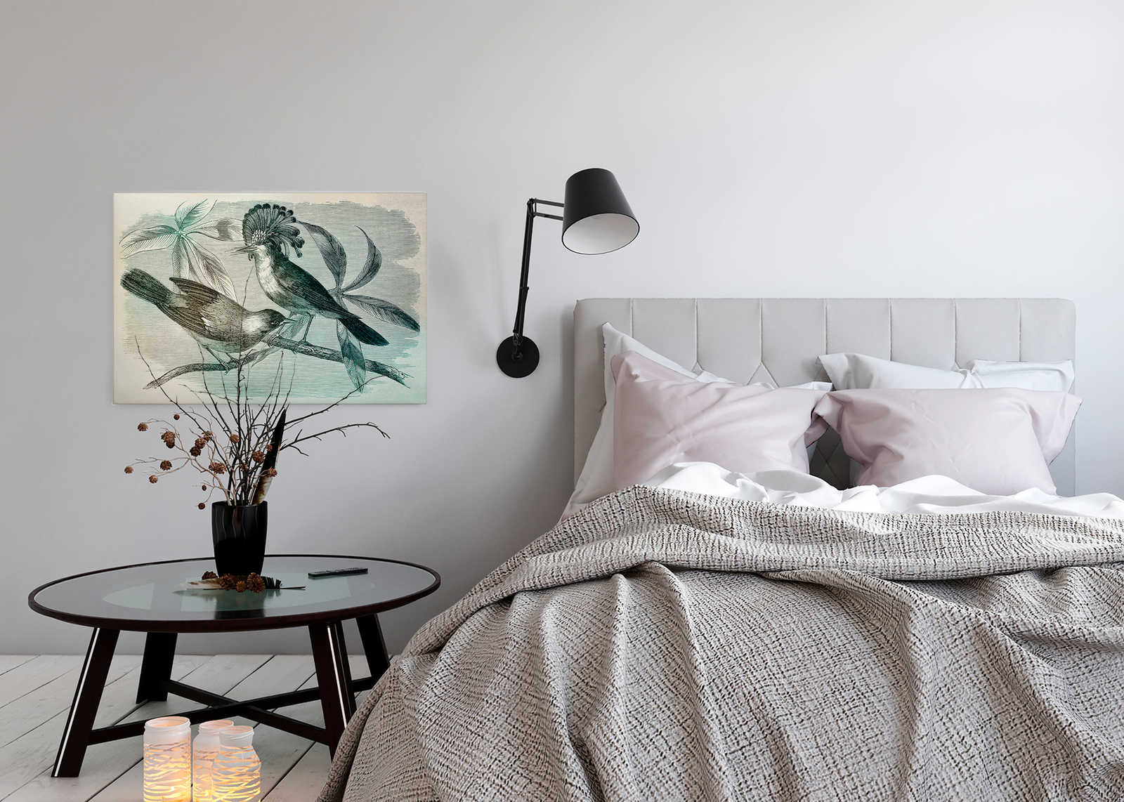 Leinwandbild Vogel Muster im Retro Stil – 0,90 m x 0,60 m