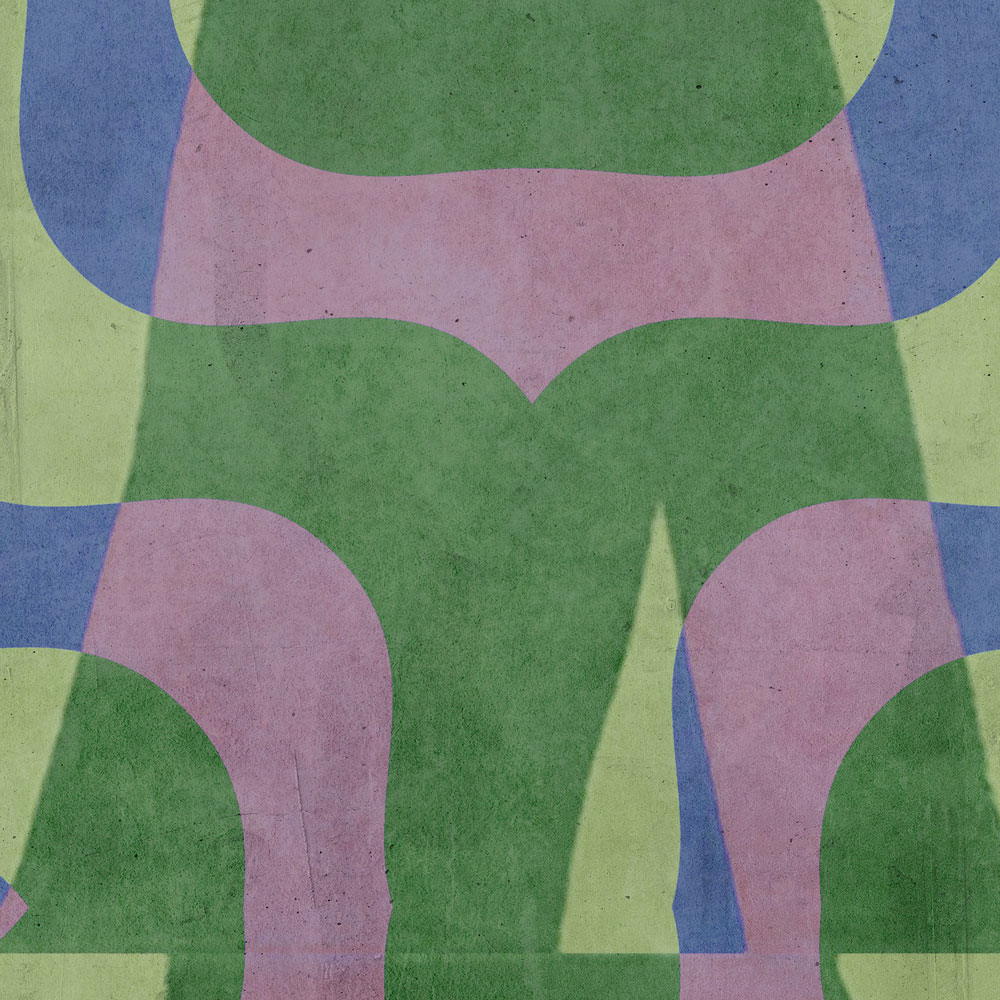 Photo wallpaper »viola« - Abstract retro pattern in front of concrete ...