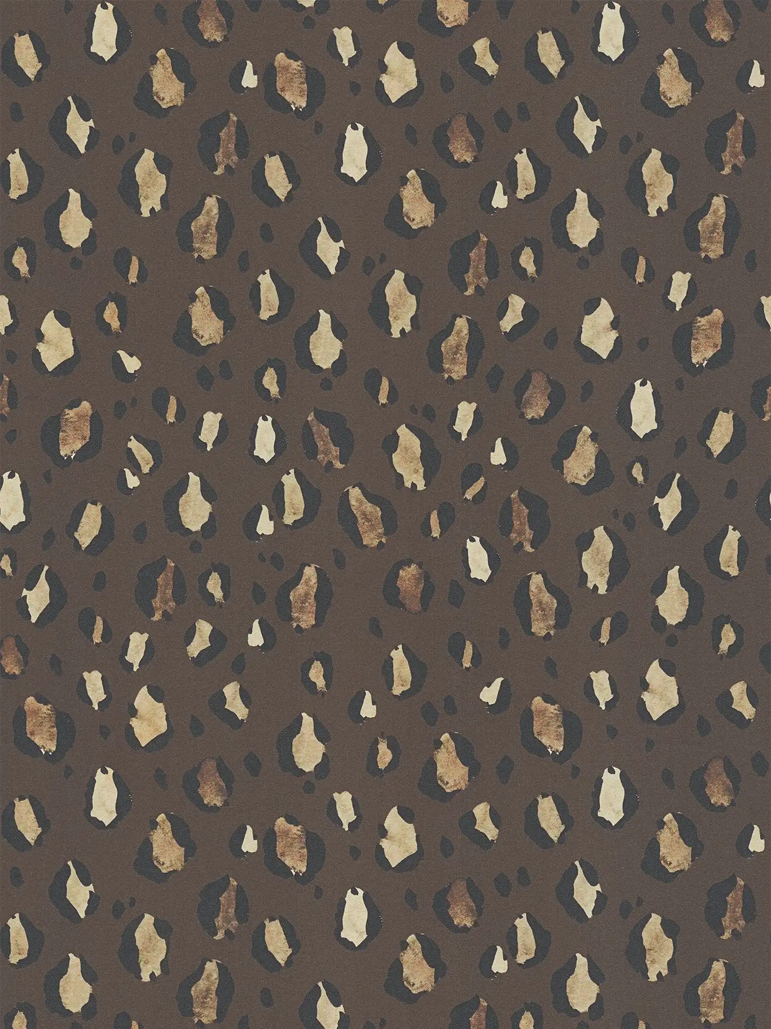         Donker vliesbehang met een opvallend luipaardmotief, eenvoudig gestructureerd - bruin, beige
    