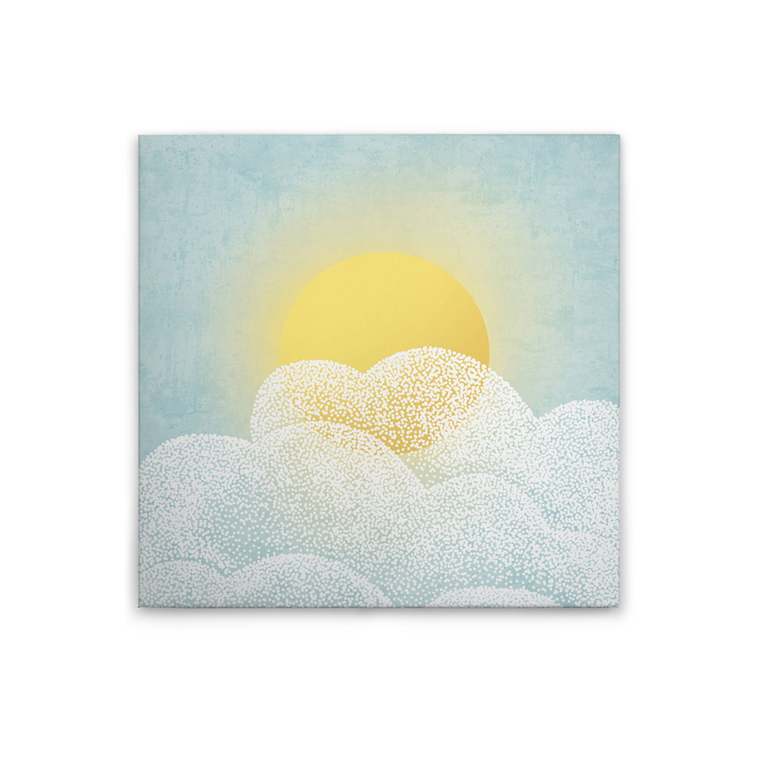             Leinwandbild Sonnenschein über den Wolken - Sanfte Pastellfarben für warme Akzente im Kinderzimmer – 30 x 30 cm - Blau, Gelb
        