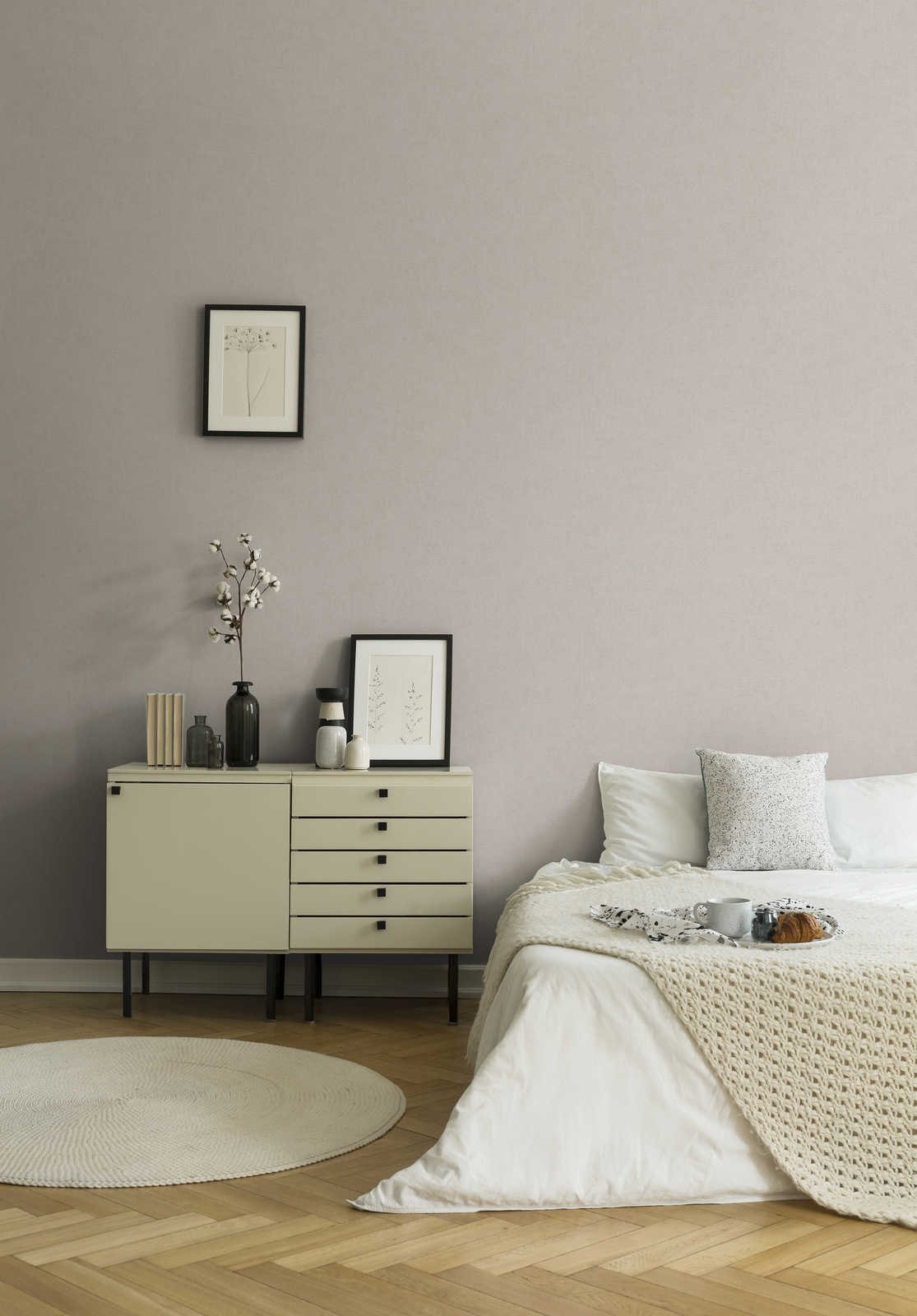             Perlweiß Tapete mit Metallic Effekt, einfarbig & strukturiert – Beige, Creme, Metallic
        