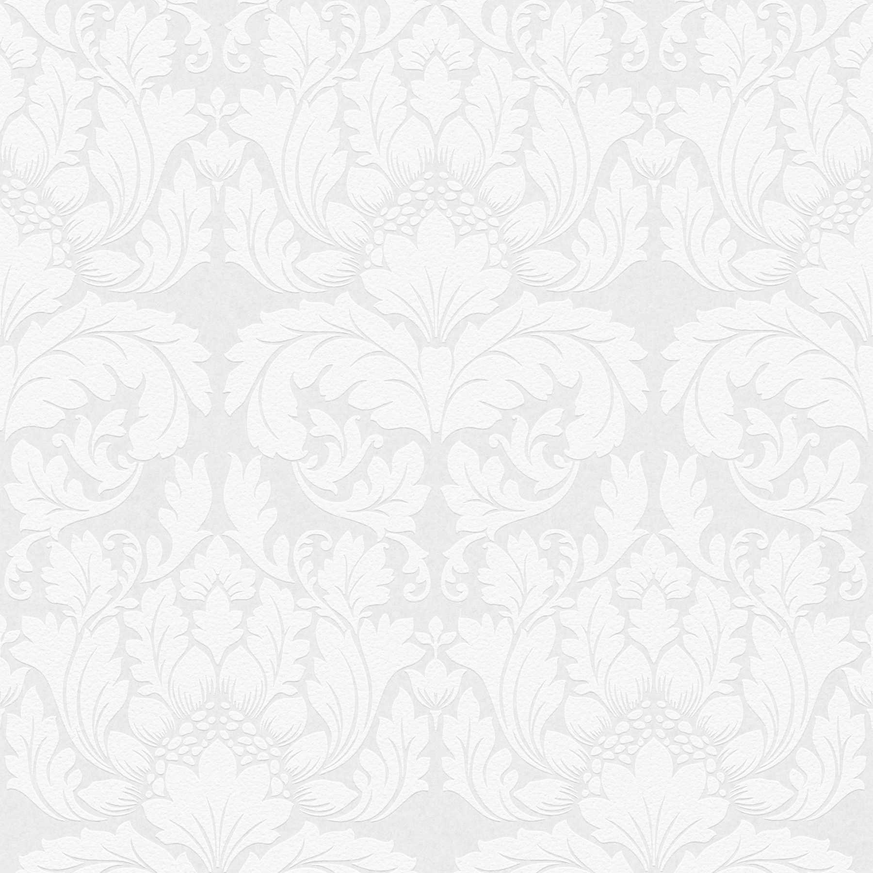         Barok behang beschilderbaar met bloemmotief
    