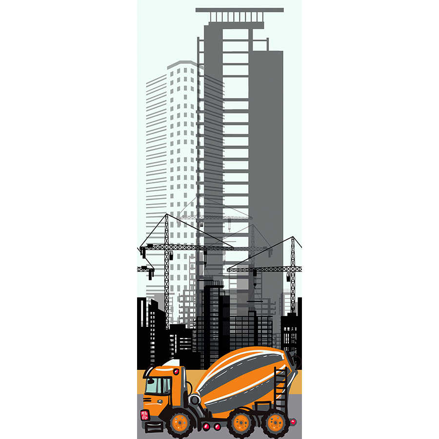 baustelle, baukran, betonmischer, kies, hochhaus