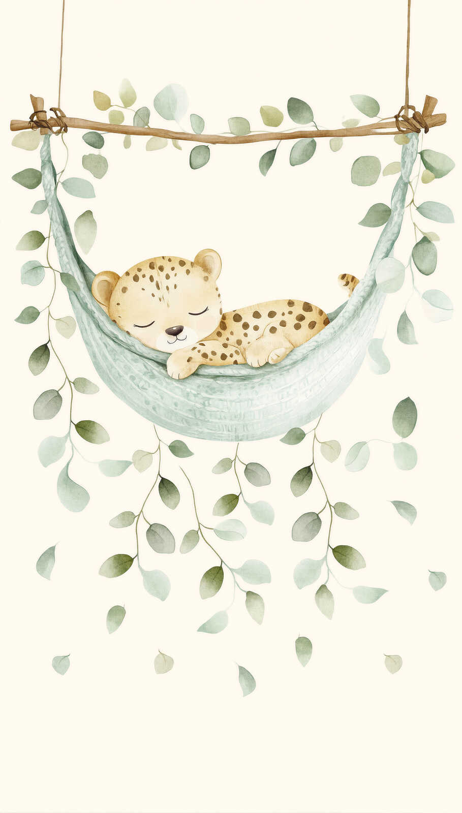 teddy bear, cheetah, sleeping, hammock, green leaves
