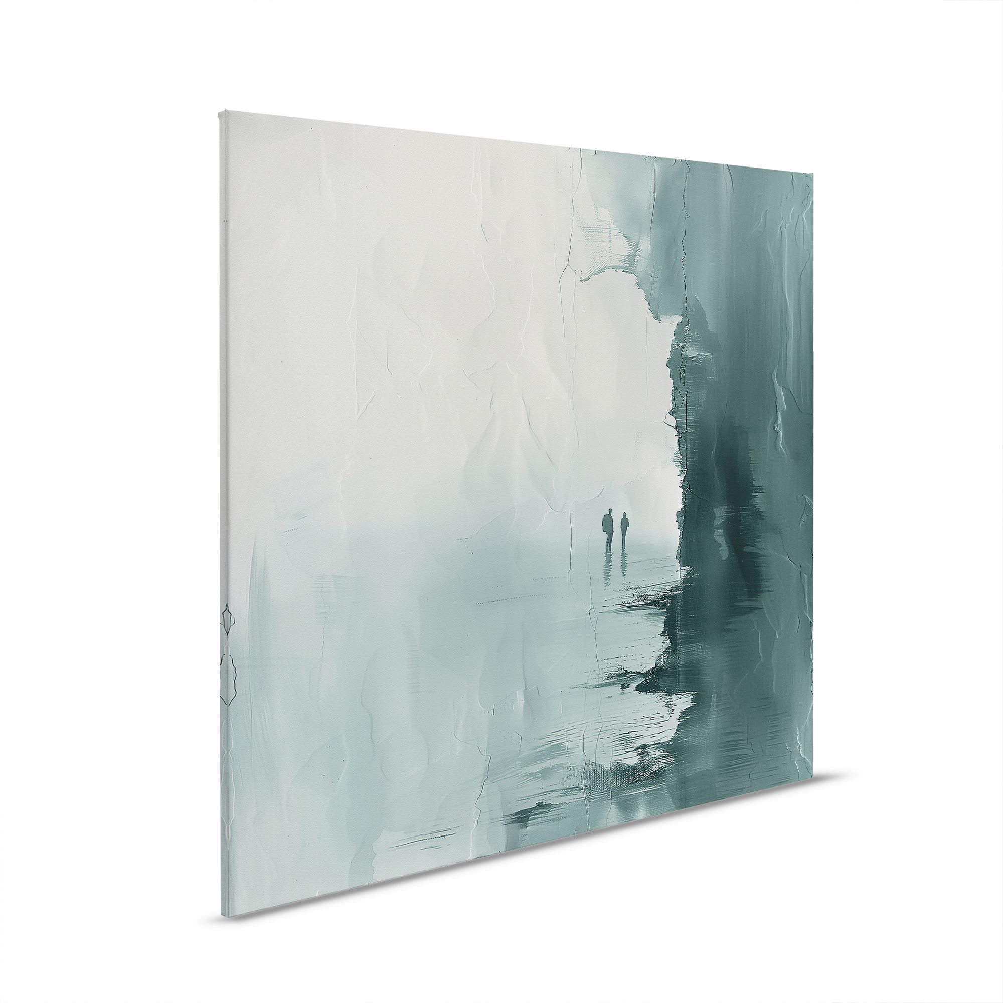         Impressionistische eenzaamheid - Canvas schilderij met poëtische sfeer - 30 x 30 cm - Blauw, Grijs
    