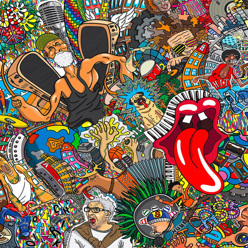 musik, farbenfroh, komposit, street-art, kultur