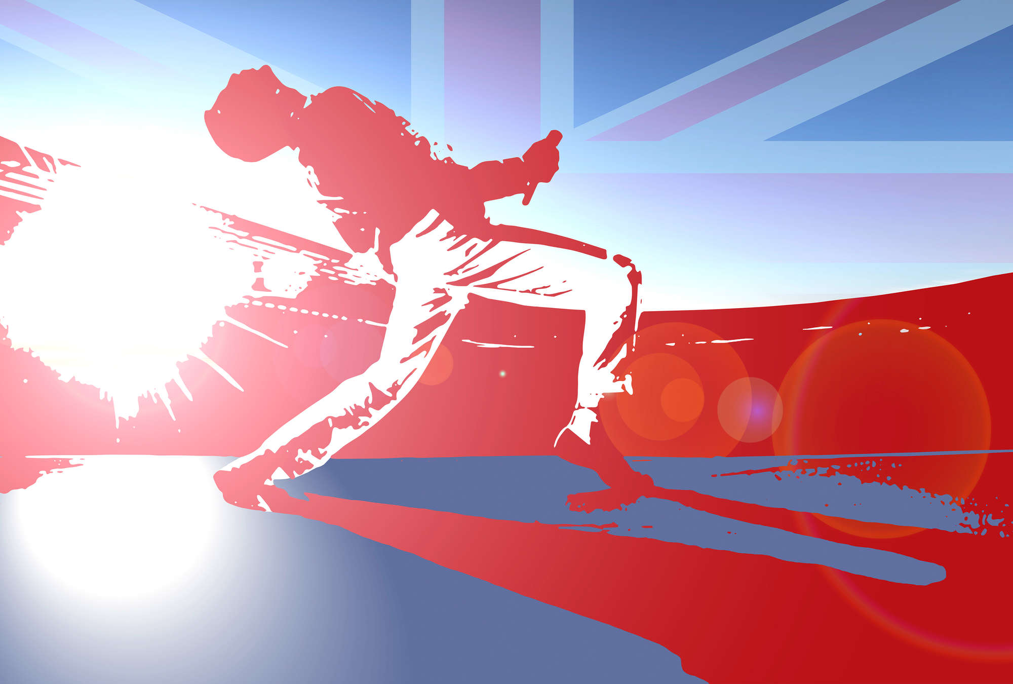             Fototapete Tribute to Q – Grafisches Design mit Union Jack im Hintergrund
        