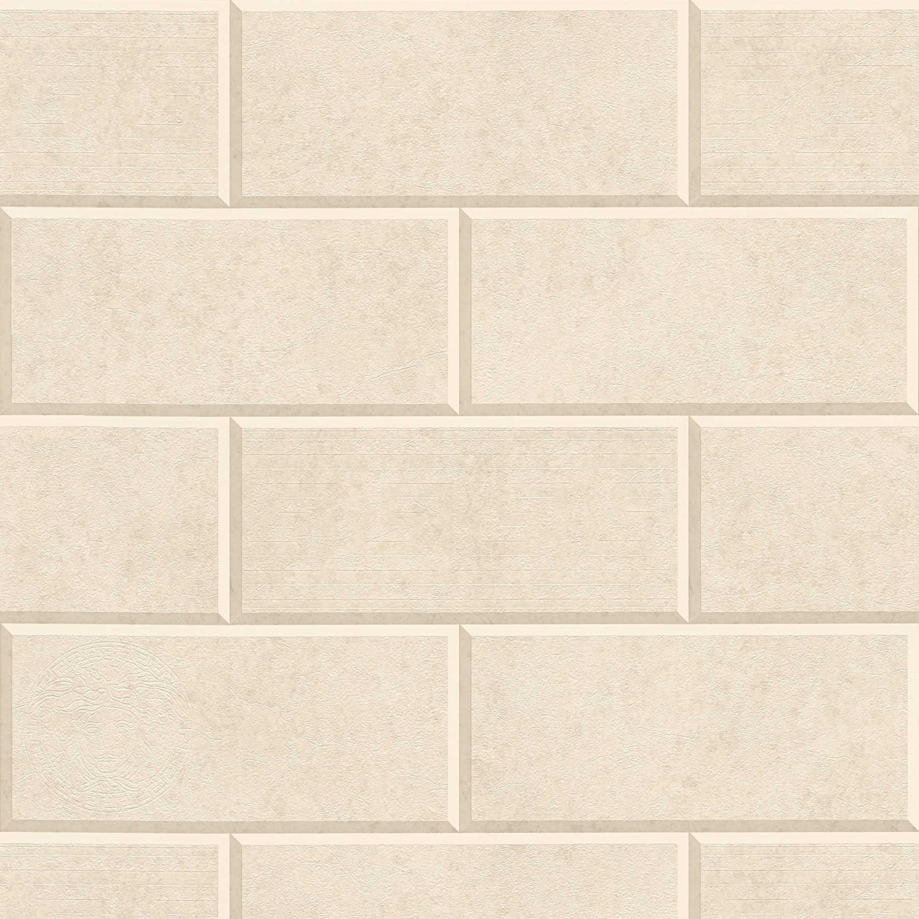         Stone look wallpaper with 3D joints in light stone - beige
    