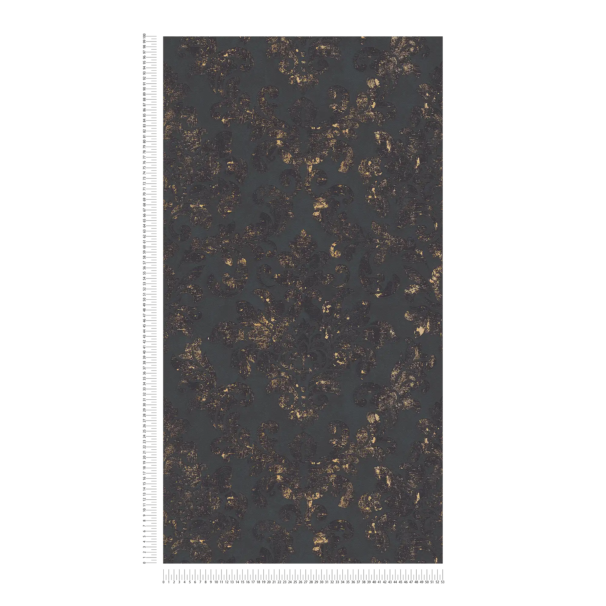             Barock-Tapete Ornamente im Used Look – Schwarz, Gold
        