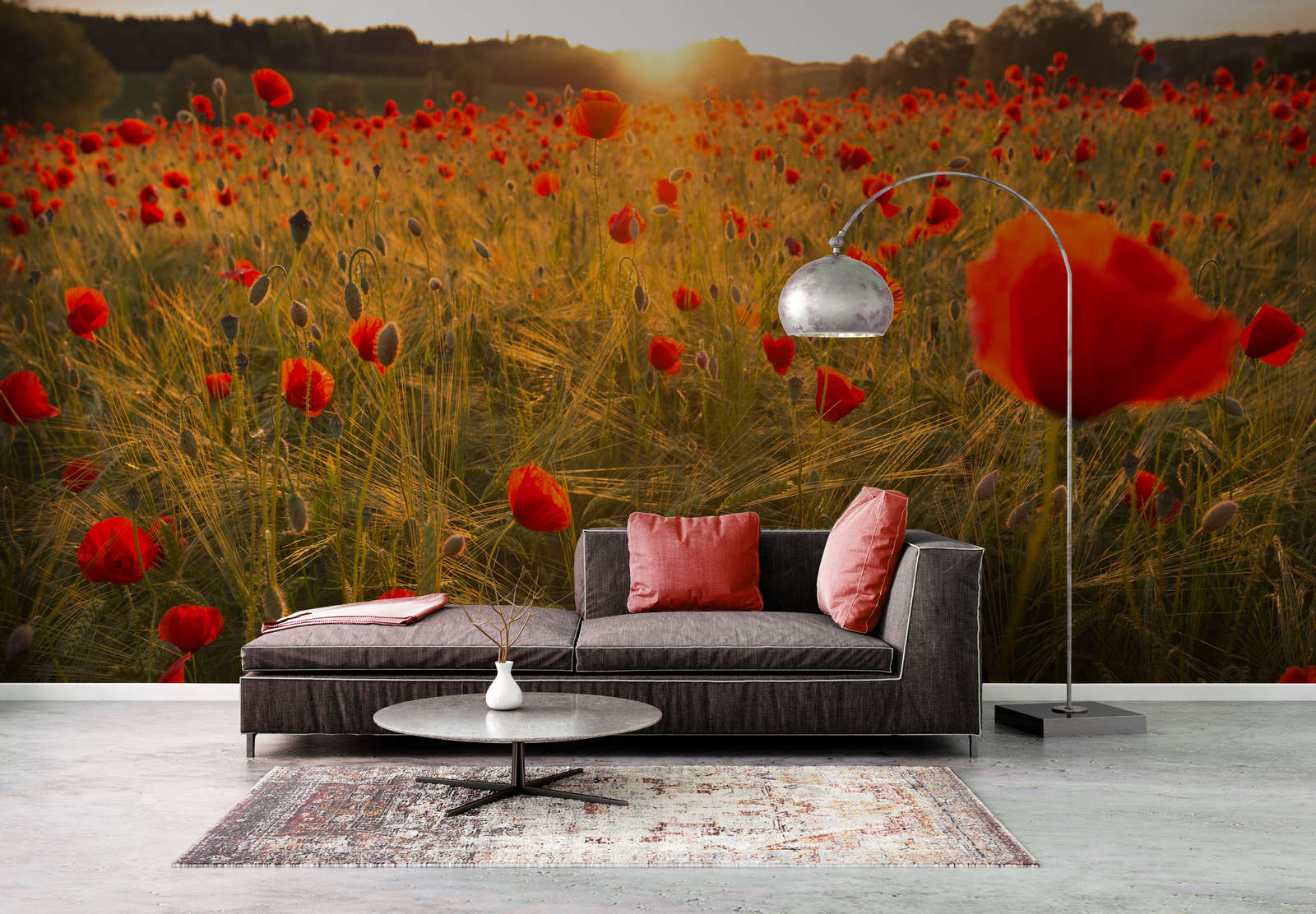 Wohnzimmer, Sofa, Lampe, Kissen, Wandbild/Außenlandschaft