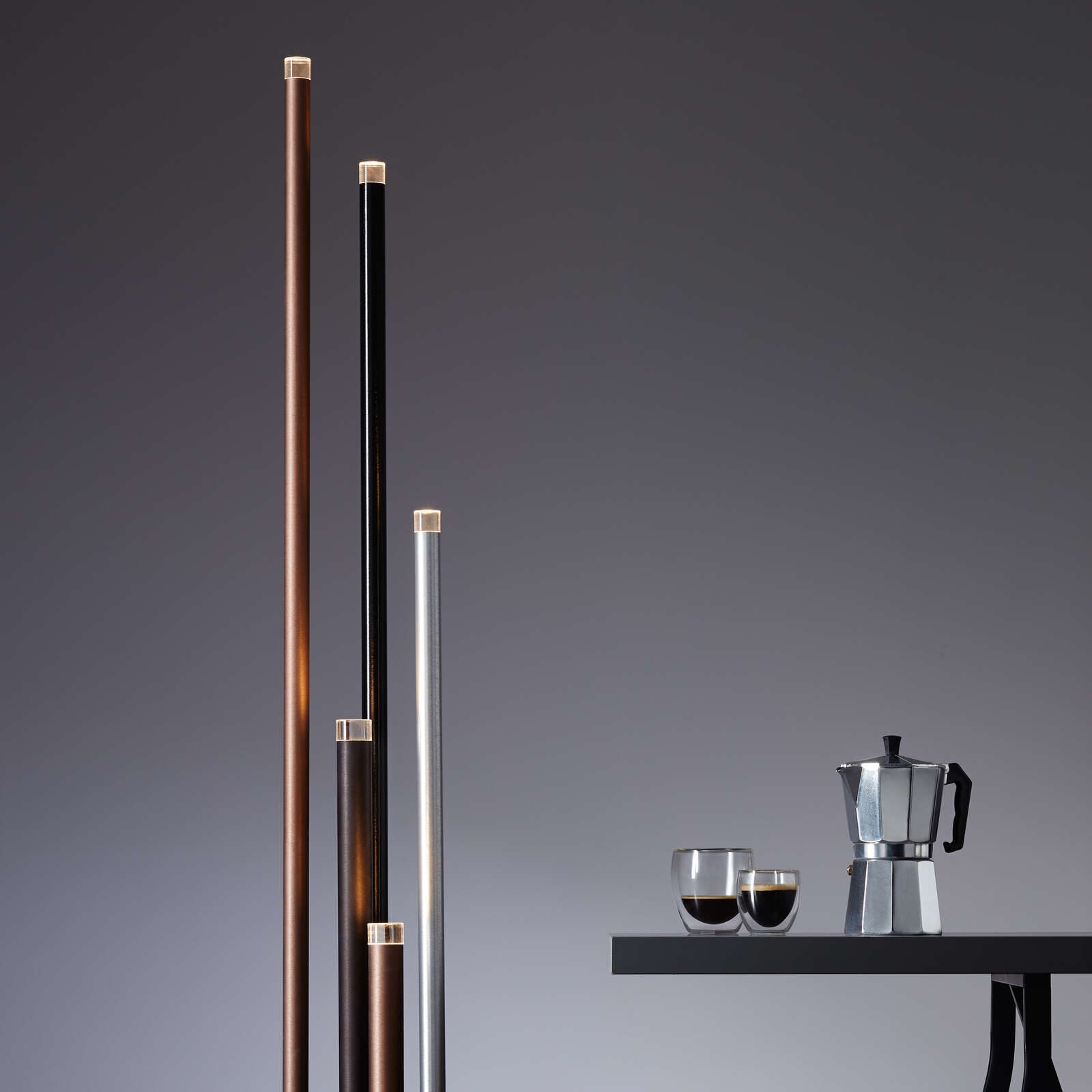 Stehleuchte aus Metall - Eddy 6 – Braun