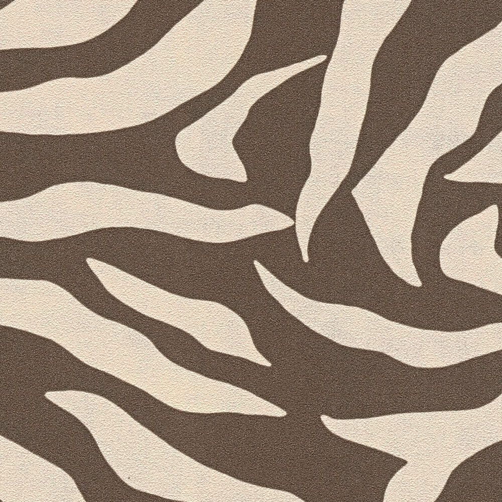             Moderne Vliestapete mit ausdrucksstarkem Zebramuster, leichte Struktur – Braun, Beige
        