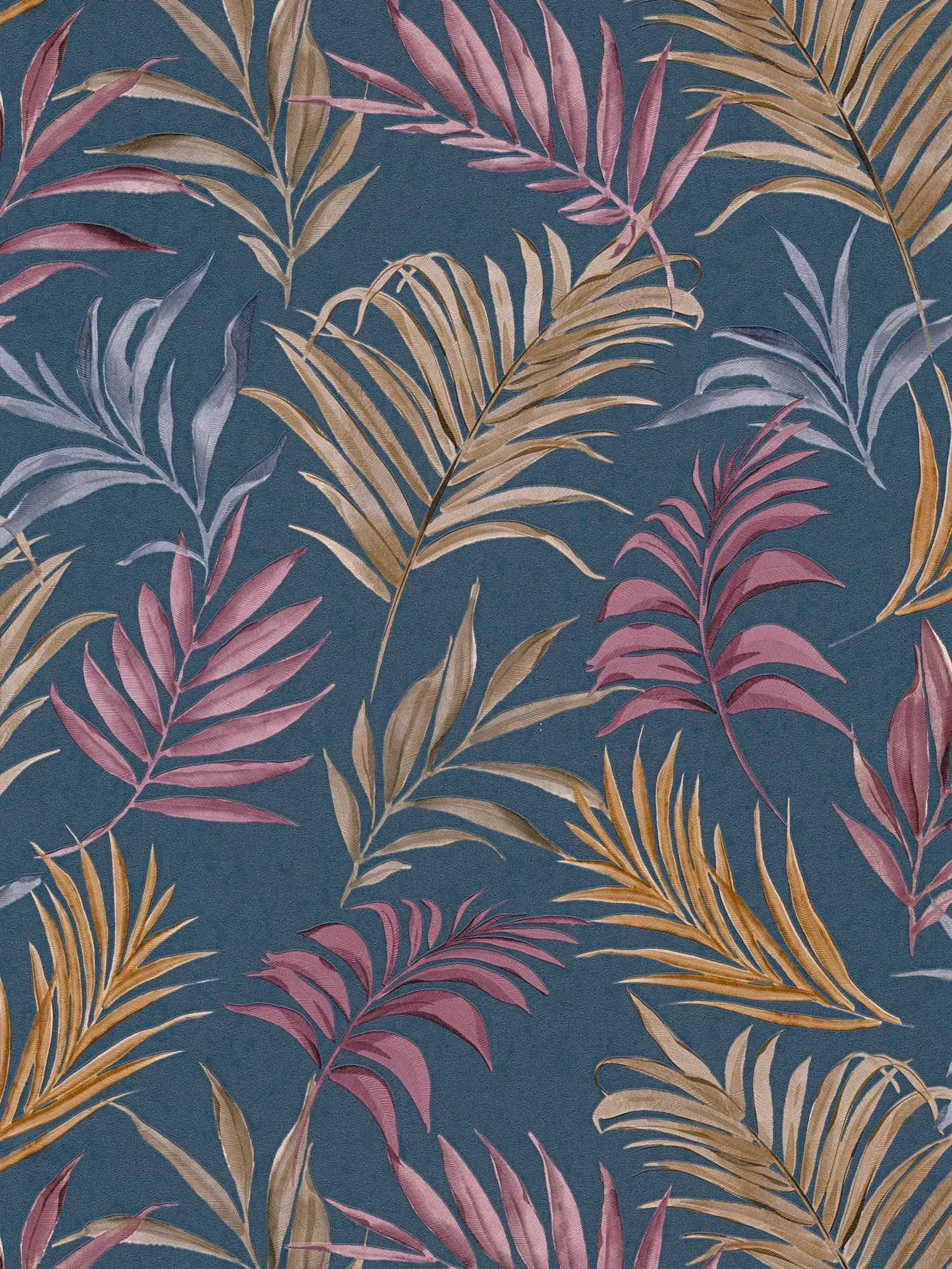         COSMOLiving - Vliesbehang met glanzend tropisch Design in zonnige warme kleuren met structuur - blauw, rood, geel
    