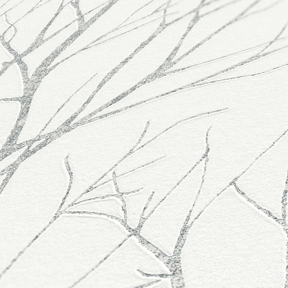             Vliestapete Baummotiv & Metallic-Effekt – Beige, Grau
        