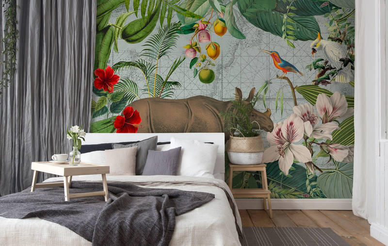 tropische Wandbemalung, Tiermotiv, Schlafzimmerdekoration, Akzentwand, Pflanzenreich