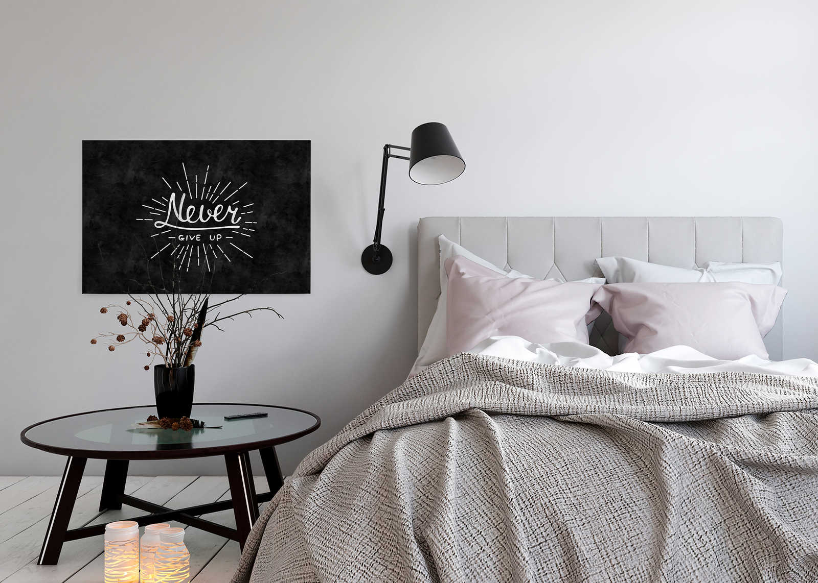 Schwarz-Weißes Leinwandbild Kreidetafel Design – 0,90 m x 0,60 m