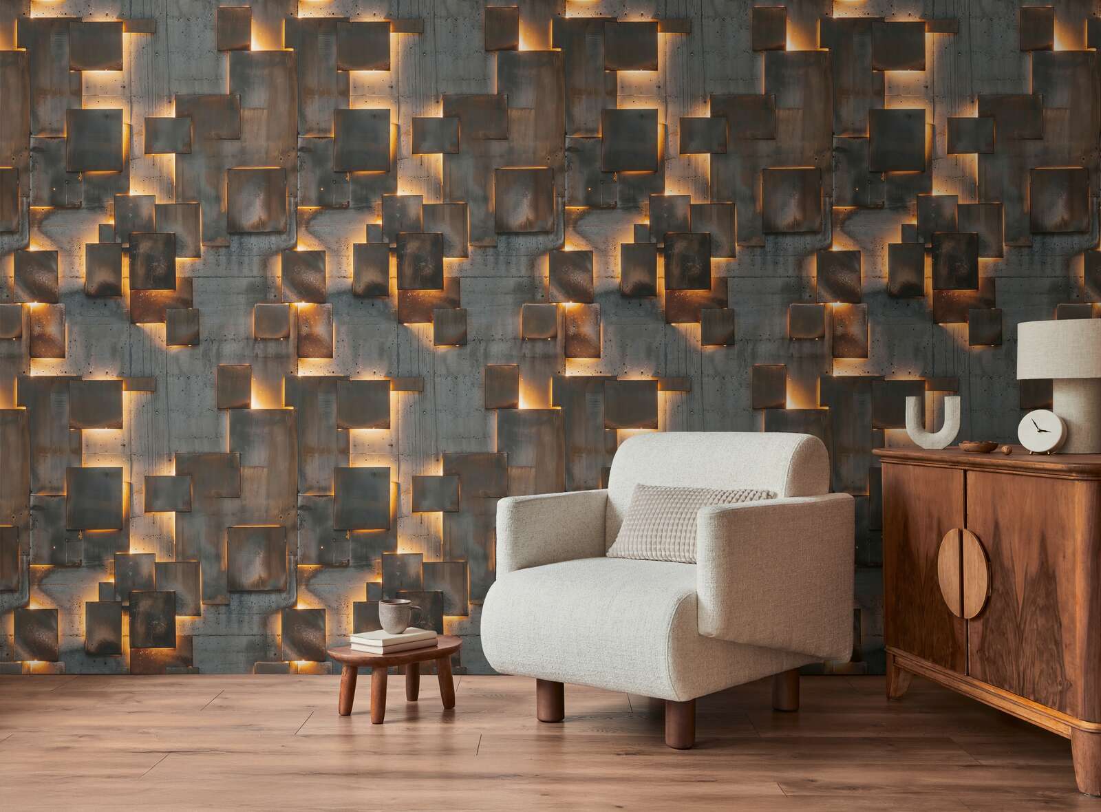 Wandtapete, Wanddekoration, Kunststoff-Panel, Lichtakzente, Wohnzimmer