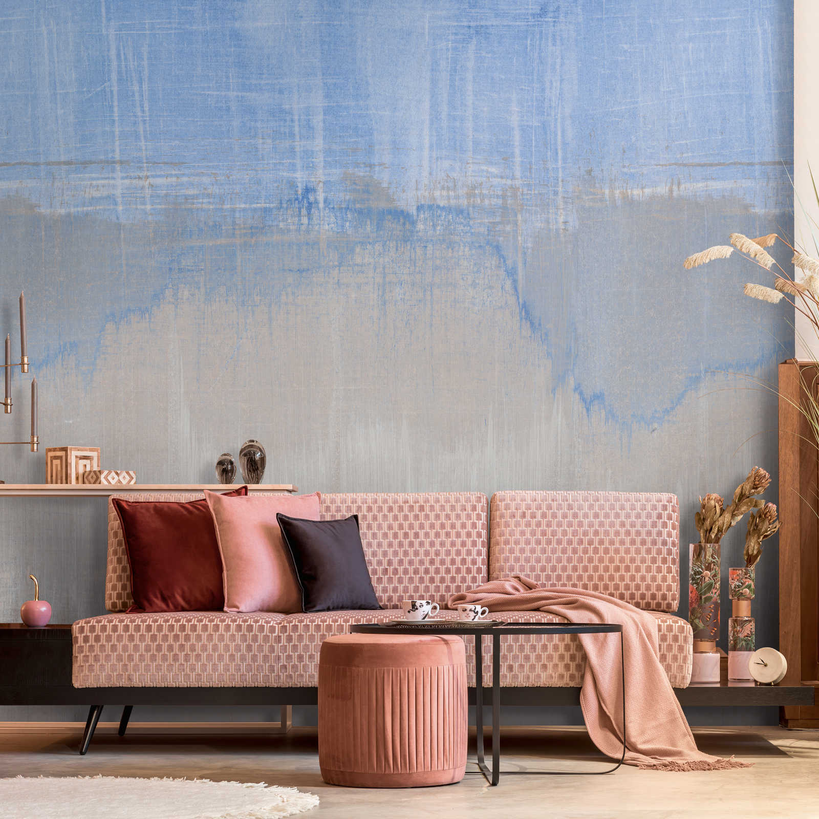         Non-woven wallpaper in watercolour used look - blue, grey
    