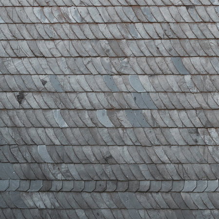 Schindeln, Dachdeckung, Beton- oder Bitumen-Schindeln, Schieferoptik, grau