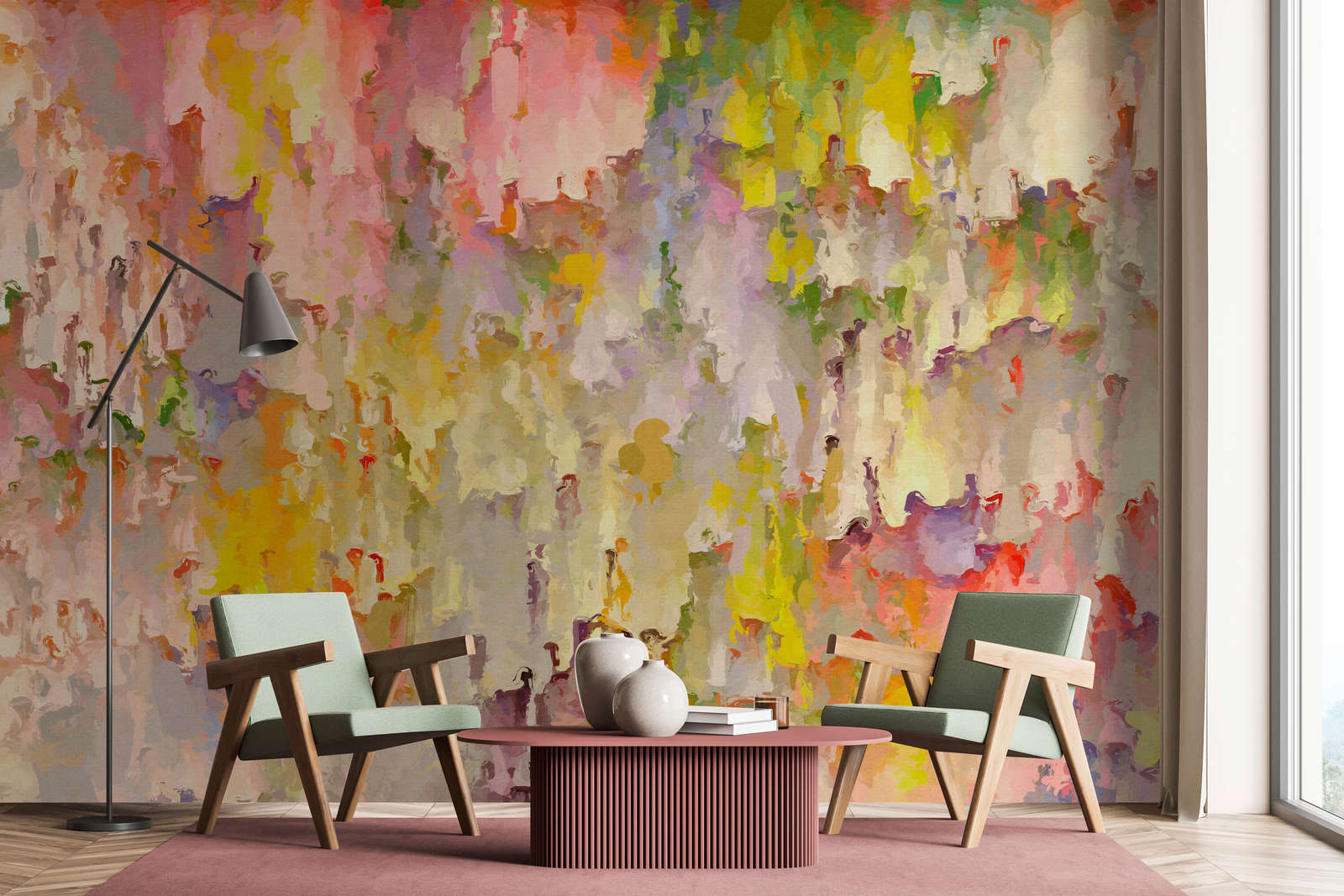             Fototapete »opulea« - Aquarell Design mit Leinenstruktur, Farbverlauf – Bunt | Glattes, leicht glänzendes Premiumvlies
        