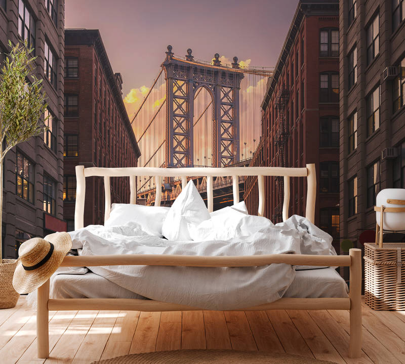             Brooklyn Bridge from street view - Brown, Grey
        