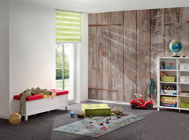             Holz Fototapete Scheunentor Bretteroptik im Used Look
        